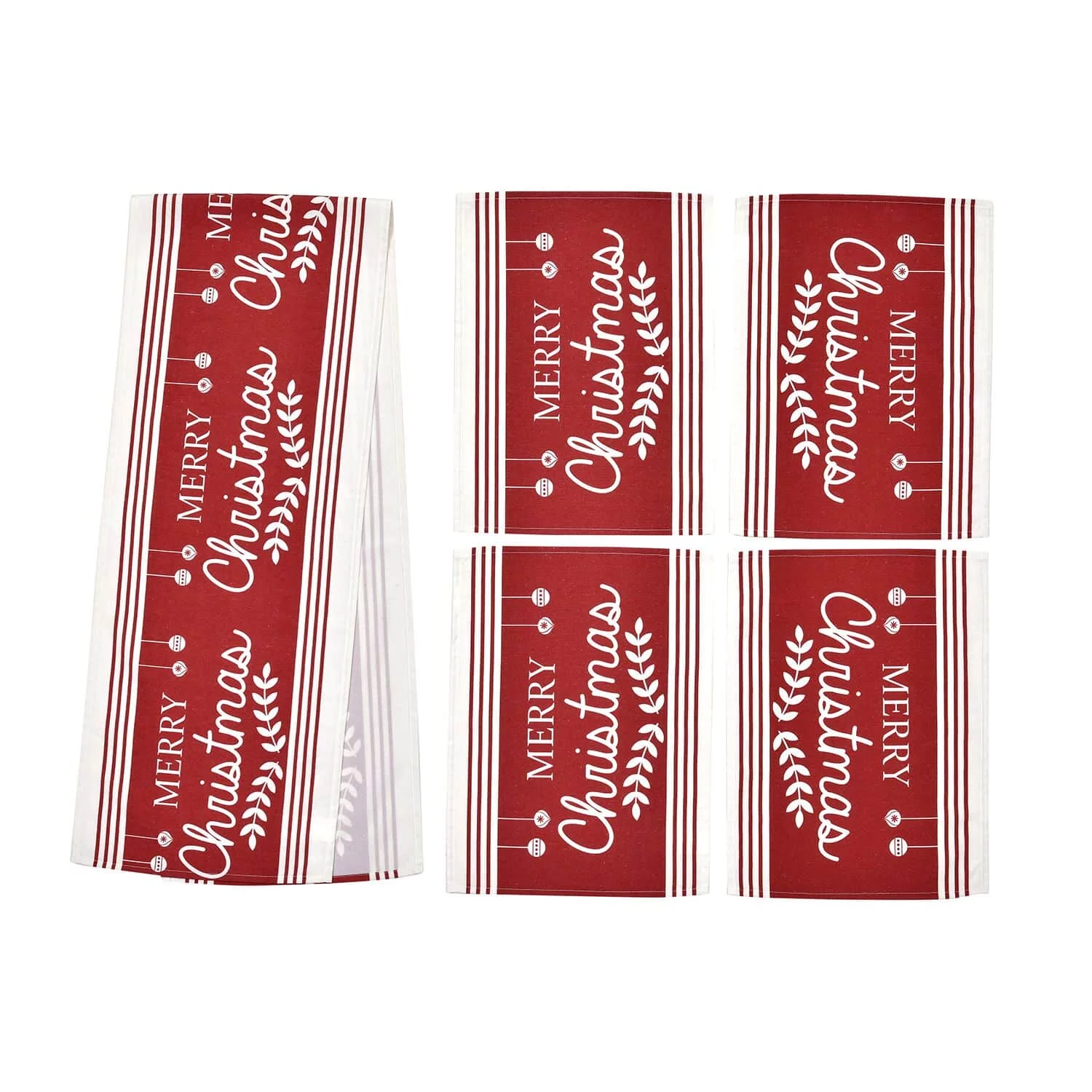 Shop LC Homesmart Merry Pattern 70% Polyester, 24% Cotton and 6% Rayon Woven Pattern Set of 4 Placement and Table Runner Birthday Gifts