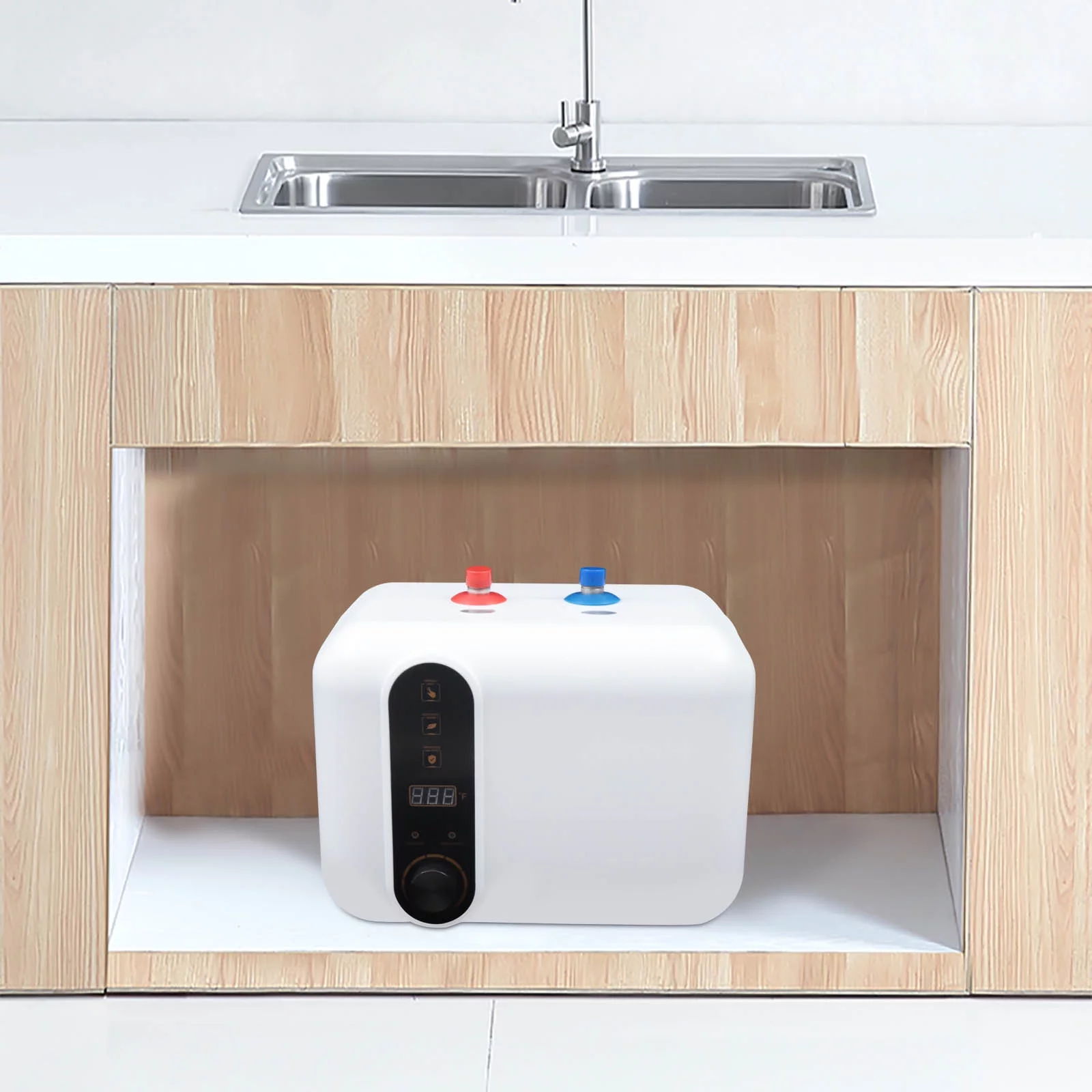 Aiqidi 2.6Gal 1500W Electric Instant Water Heater IPX4 Waterproof RV Kitchen Shower Compact Tank Hot Water Boiler 72℃