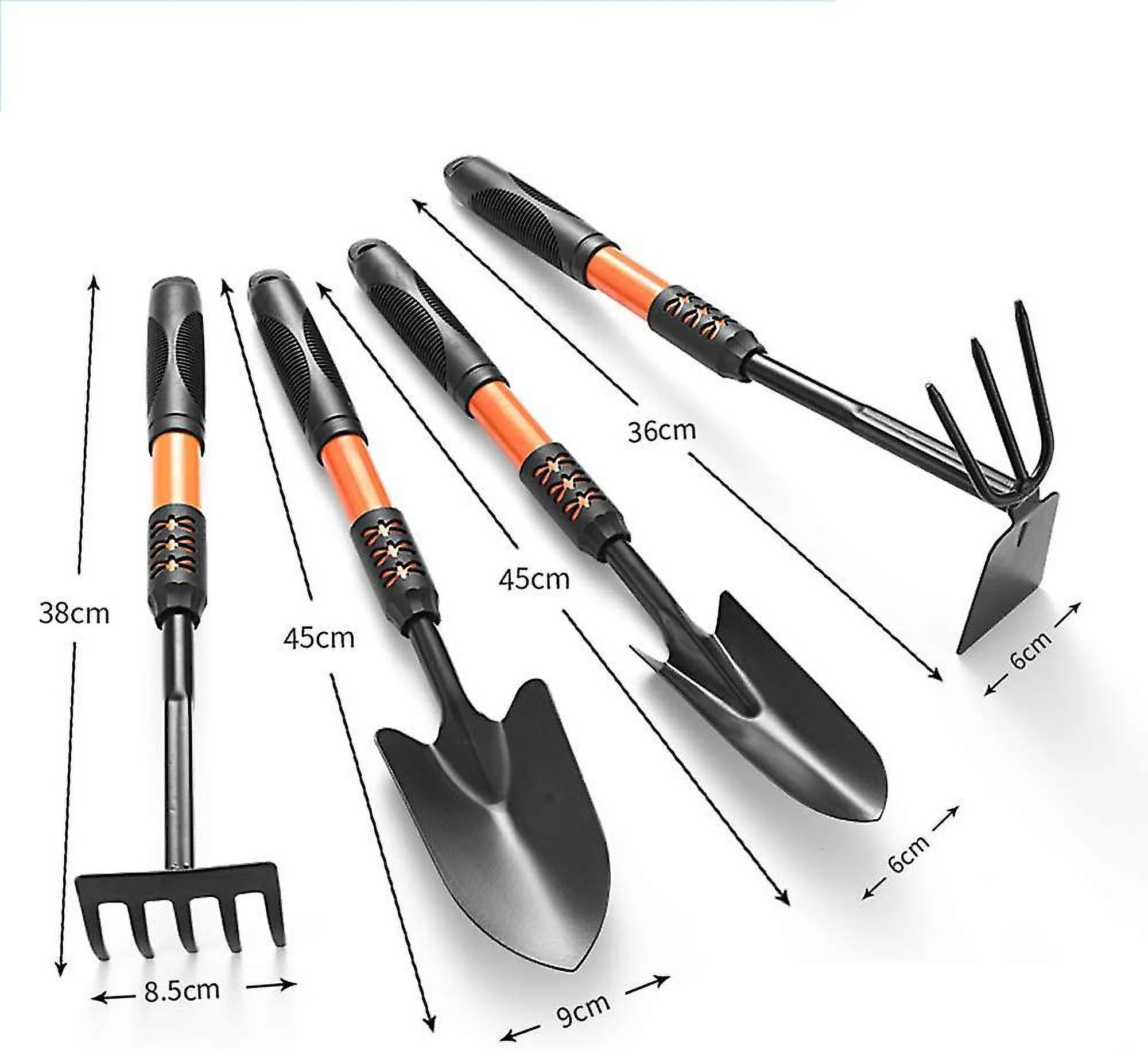 Gardening Tools,4 Pieces Adult Garden Tools, Lengthen Ergonomic Handles, With Shovels, Hand Rake, Manual Weeders, Hoe