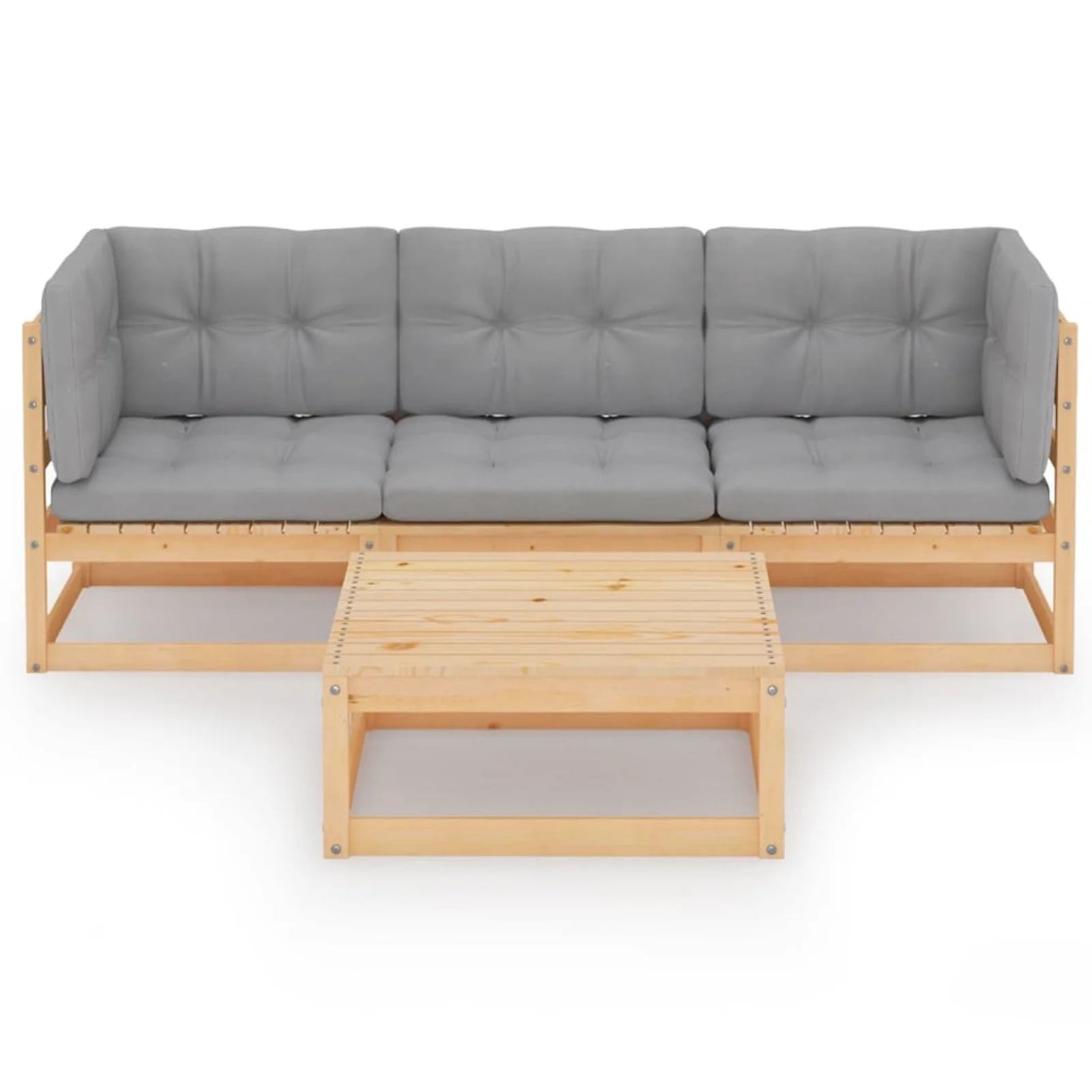 Andoer 4 Piece Garden Set with Cushions Solid Pinewood