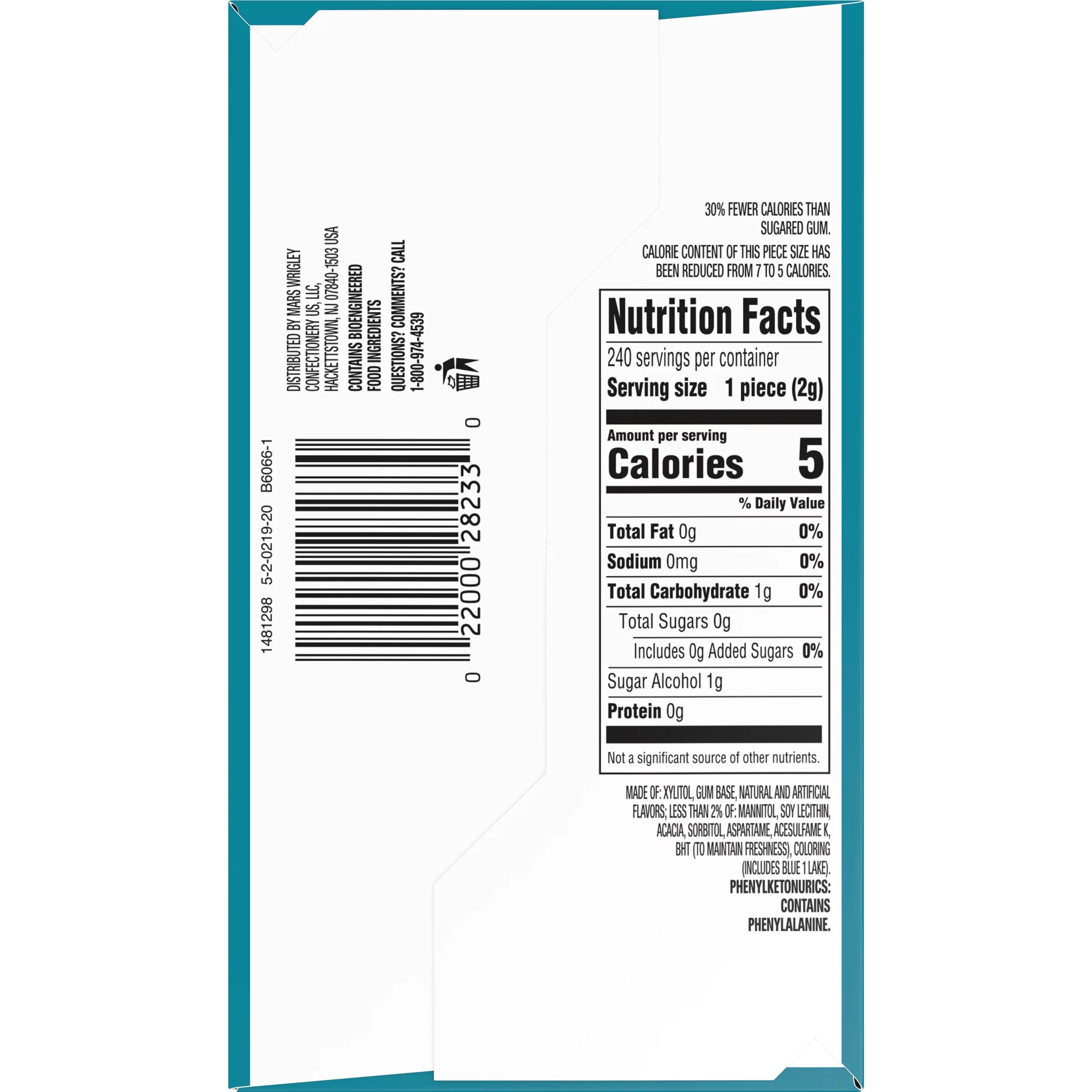 EXTRA Refreshers Mint Mix Gum, 3.21-Ounce 40-Piece Bottle (Pack of 6)