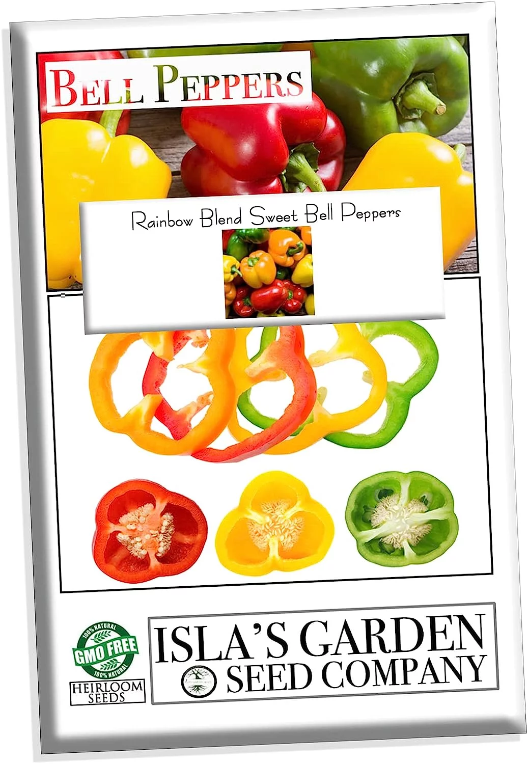 Rainbow Blend Sweet Bell Pepper Seeds, 50+ Heirloom Seeds Per Packet, (Isla's Garden Seeds), Non GMO Seeds