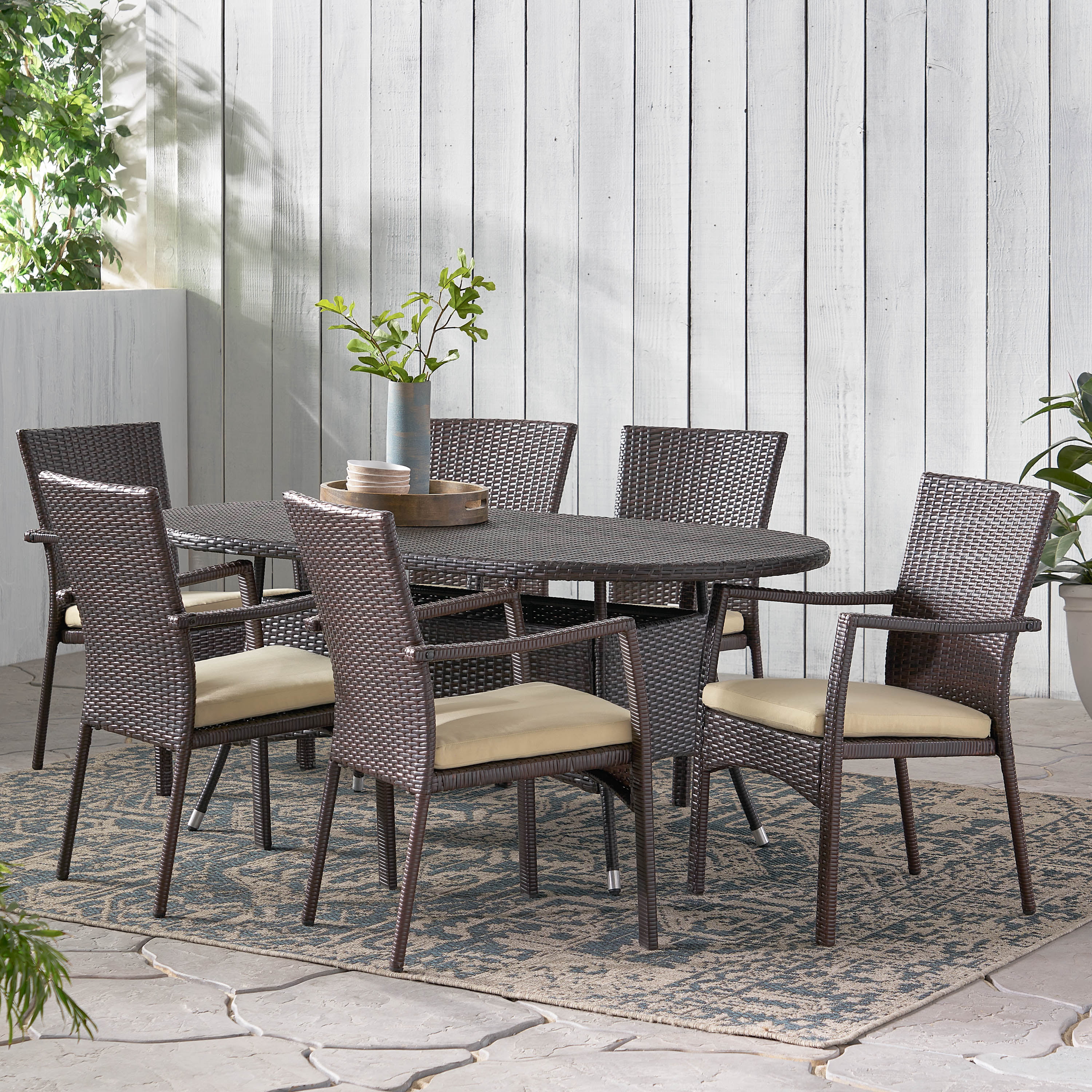 Mckinley 7 Piece Outdoor Wicker Dining Set