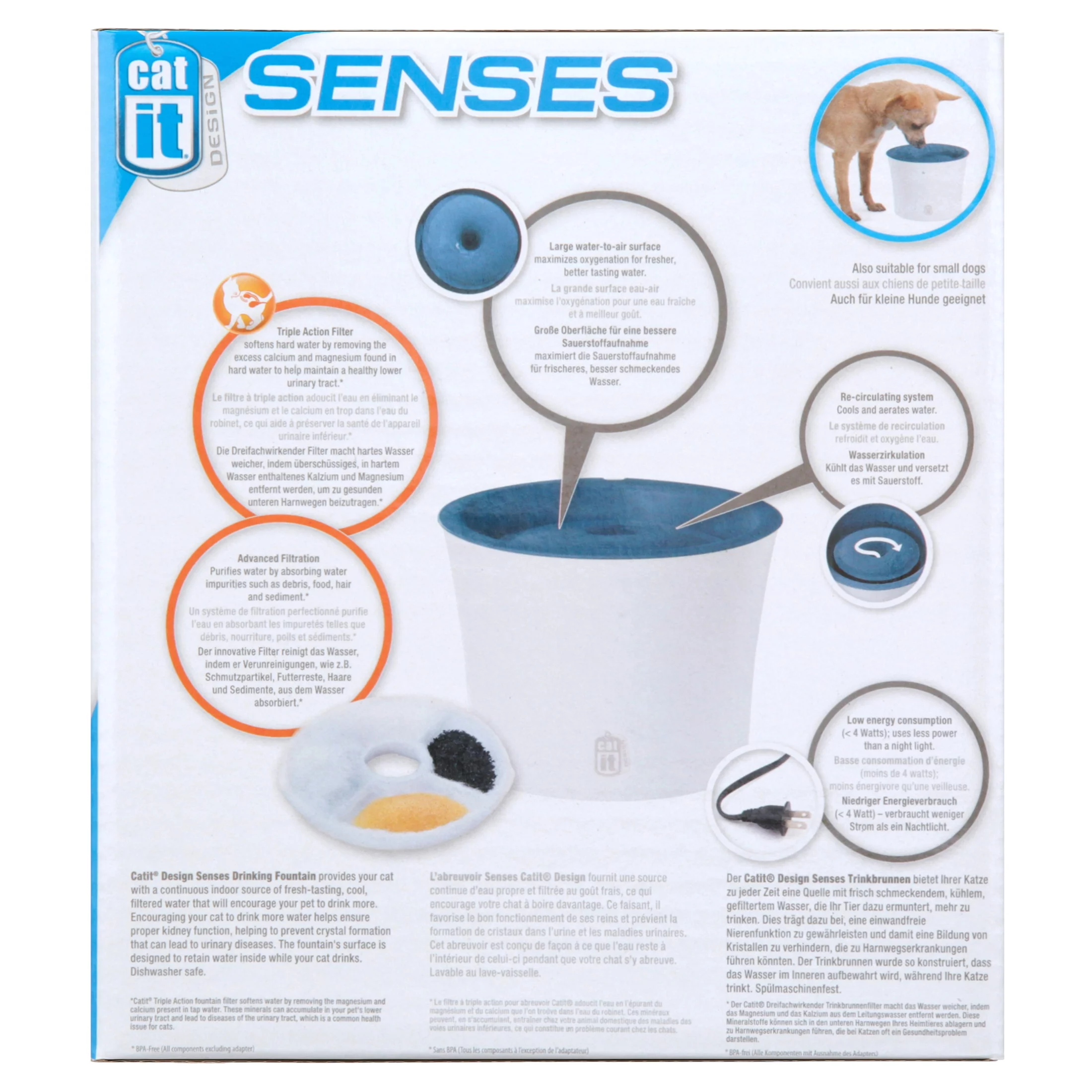 Catit Senses Fountain with Water Softening Cartridge, 3L