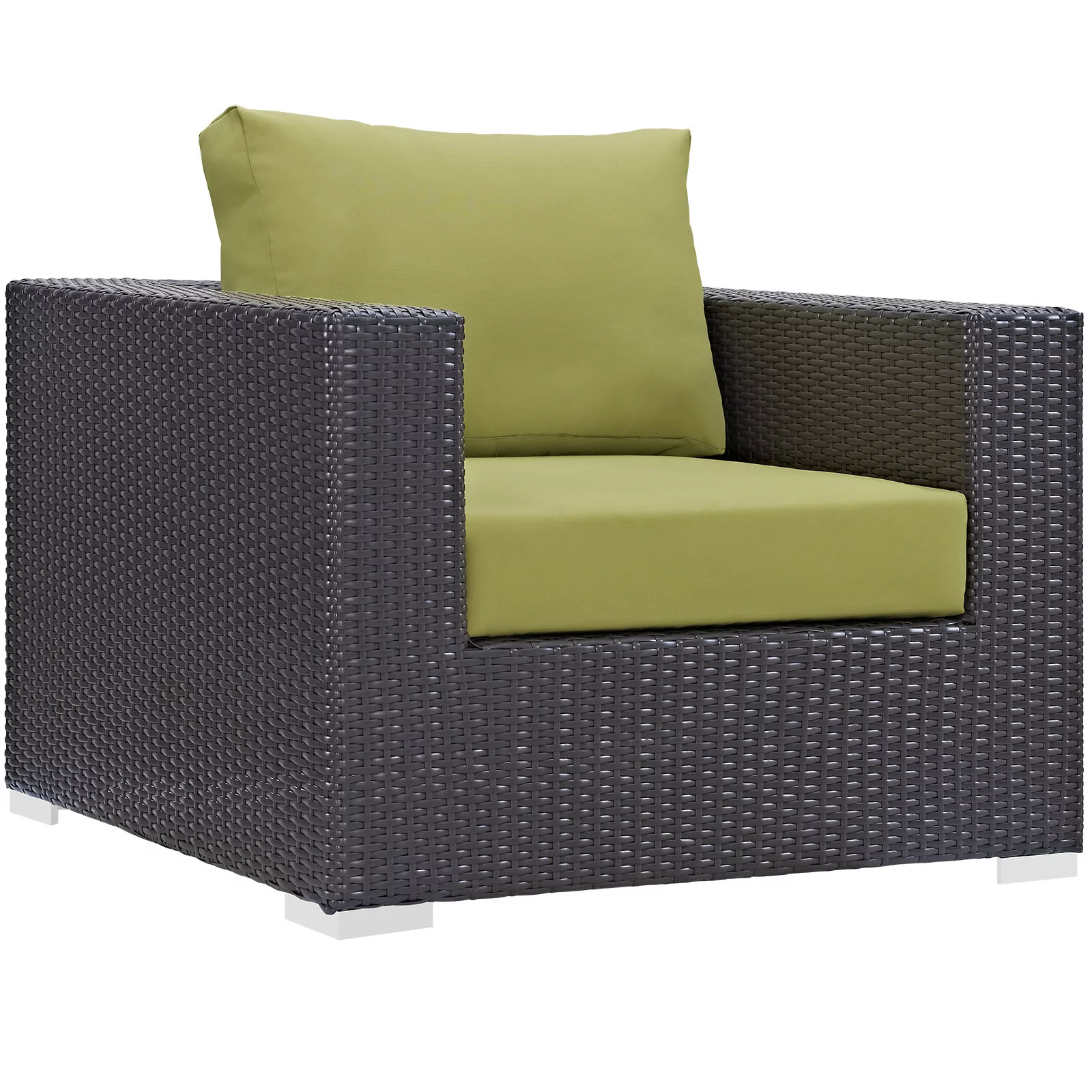 Modern Contemporary Urban Design Outdoor Patio Balcony Lounge Chair, Green, Rattan