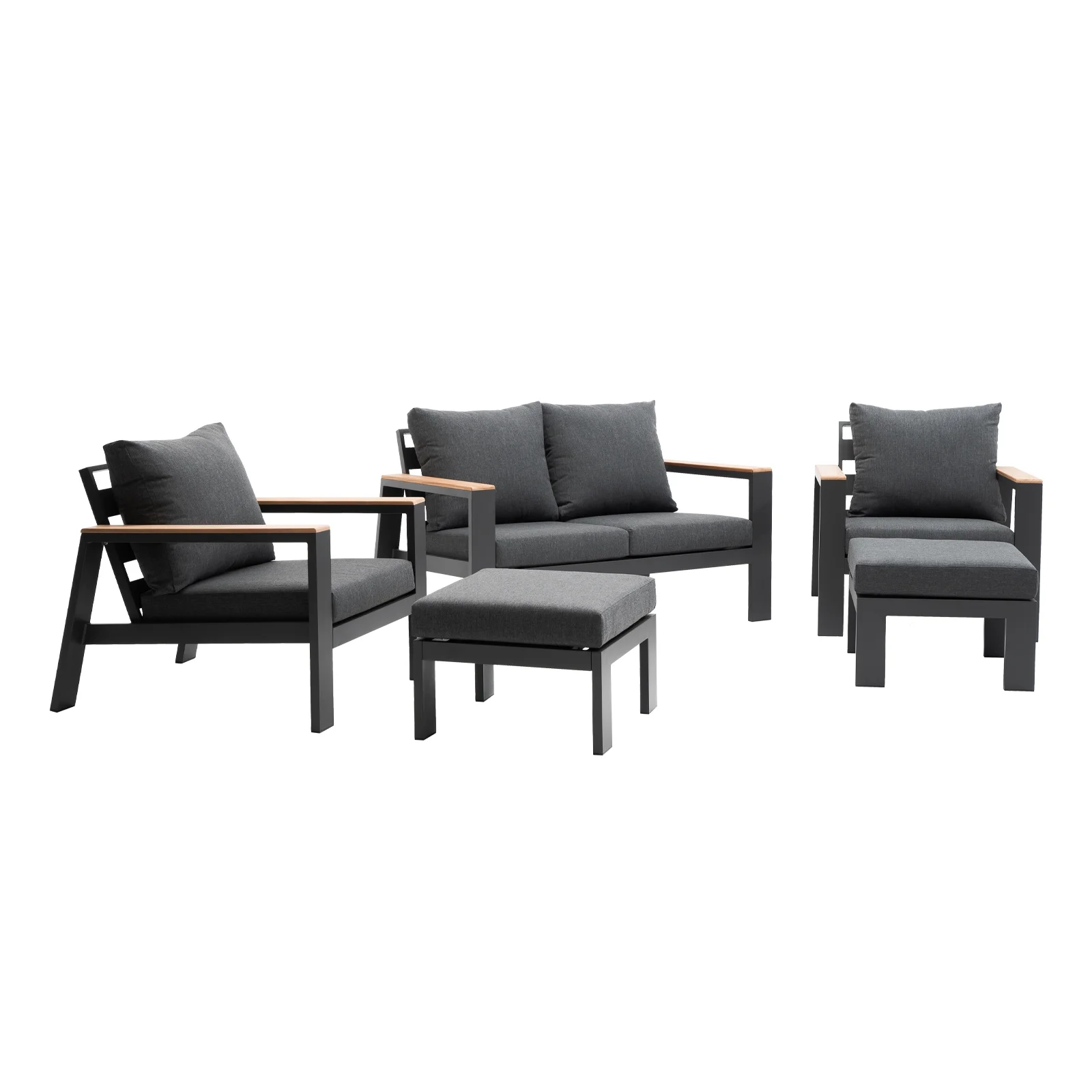 Patio Furniture Set 5 Pieces Outdoor Conversation Sets Aluminum Sectional Sofa Set with Ottomans