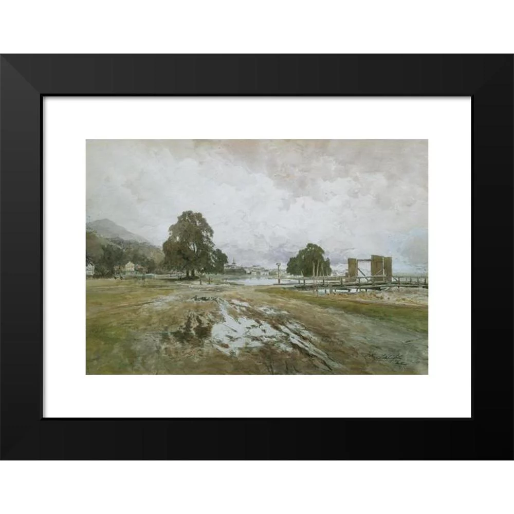 Eduard Peithner von Lichtenfels 14x11 Black Modern Framed Museum Art Print Titled - Am Wooden Rake (1897)