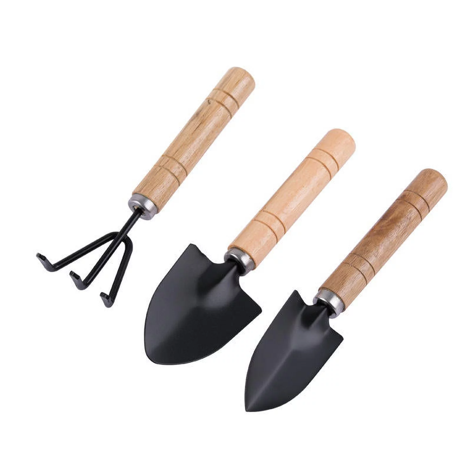 3 PcsXILONG Gardening tools black plastic handle spray plastic two-headed hoe dual-use hoe five-tooth rake shovel outdoor hoe flower shovel
