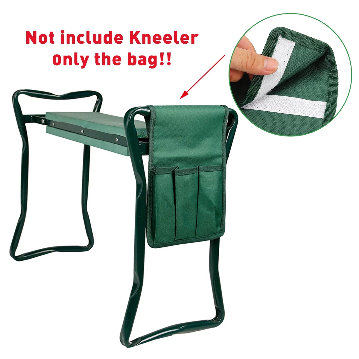 Garden Kneeler Tool Bag Pockets Portable Garden Tool Holder Bag for Kneeling Stool Outdoor Gardening, Oxford Cloth Foldable Pouch Seat Storage Hanging Organizer Bag, Green (Tool Bag Only)