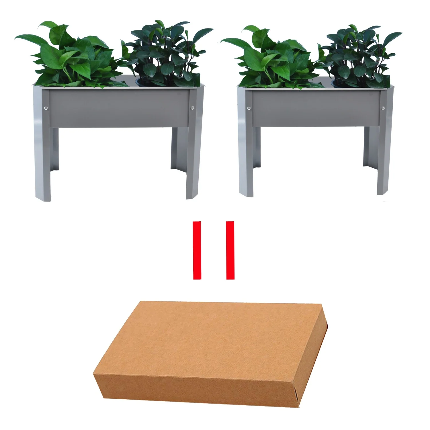 Transform Your Outdoor Space with this Stylish  Versatile  and Functional Large Grey Metal Elevated Flowerpot Box for Backyard and Terrace - The Perfect Option for Your Garden or Patio -