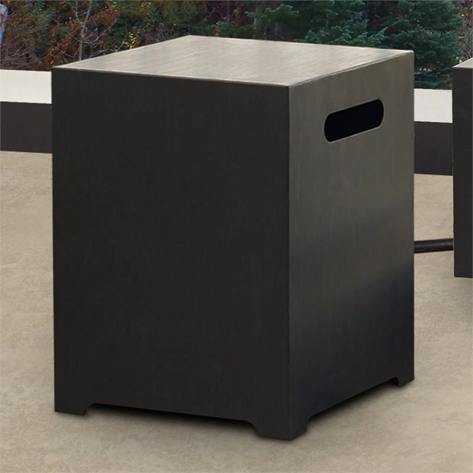 Home Square 2-Piece Set with Steel Propane Fire Pit and Tank Cover in Gray