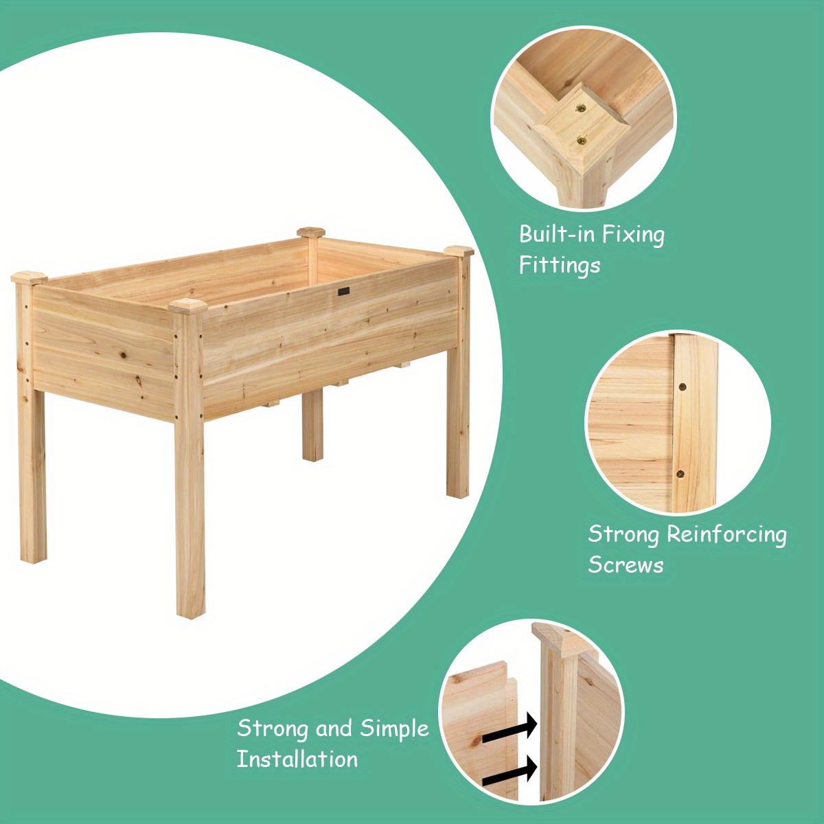 Wooden Raised Vegetable Garden Bed Elevated Grow Vegetable Planter, Flower Pot Stack