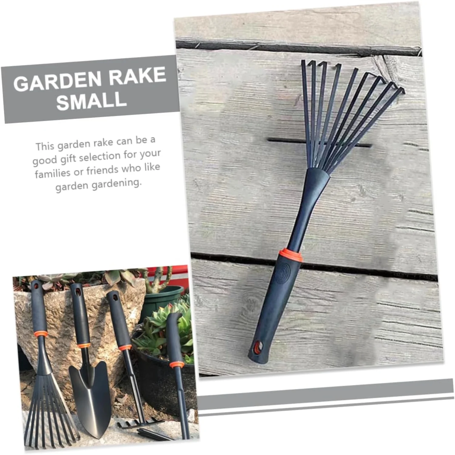 Efficient  Sturdy Small Leaf Rake Hand Tool: Heavy Duty  Ideal for Lawns  Flower Beds  and Gardens - Perfect for Small Spaces - Essential Gardening Equipment for Lawns and Flower Beds - I