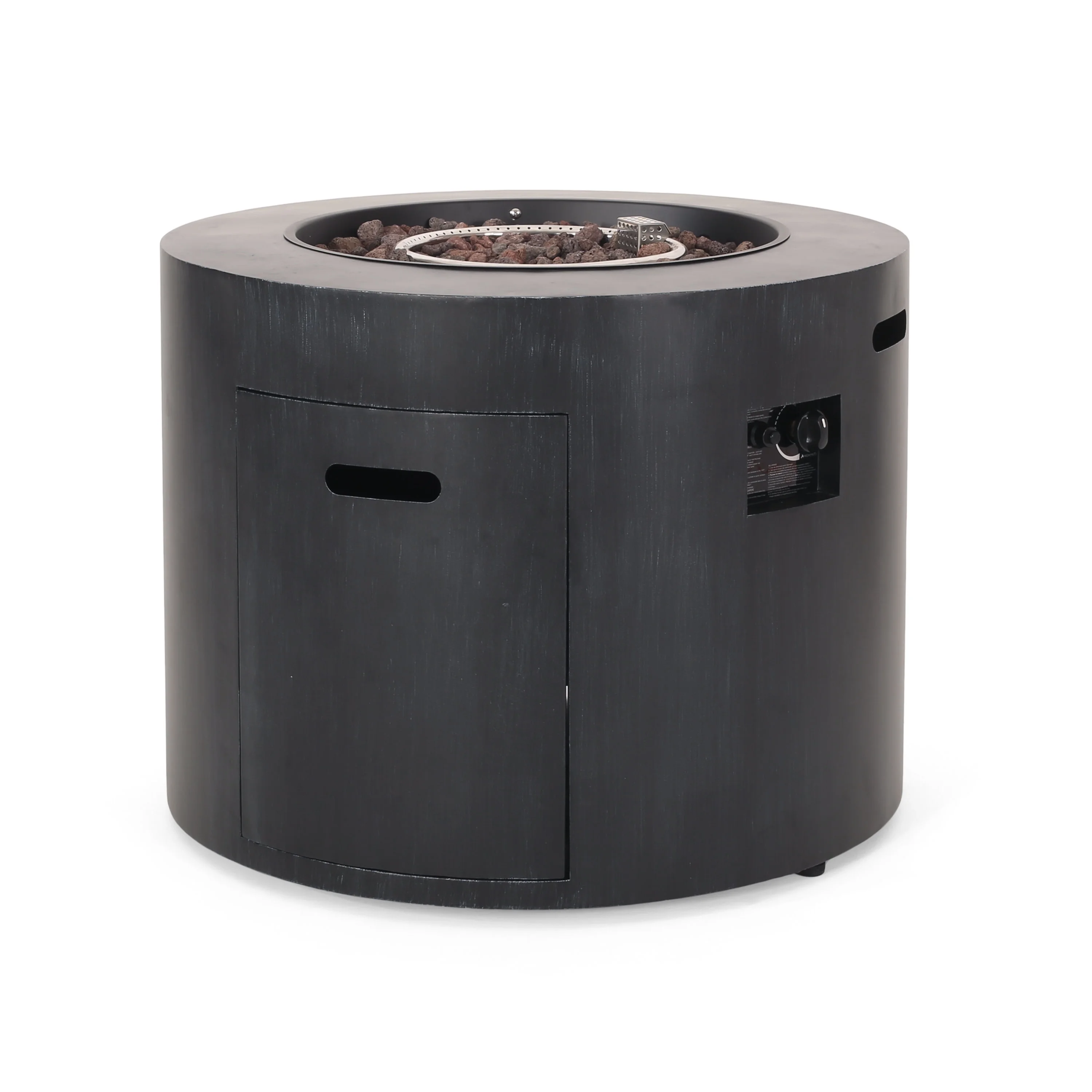 GDF Studio Jasmine Outdoor 40,000 BTU Circular Fire Pit, Brushed Black