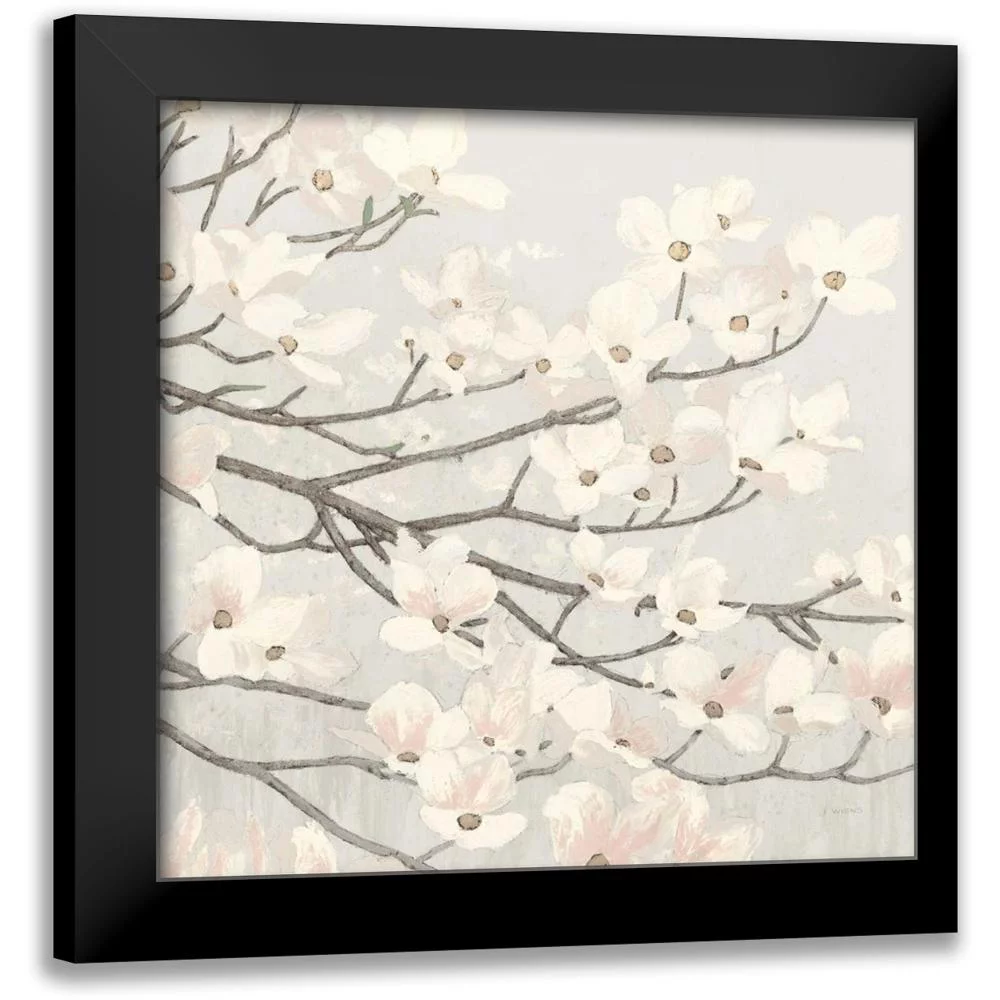 Wiens, James 12x12 Black Modern Framed Museum Art Print Titled - Dogwood Blossoms II Gray