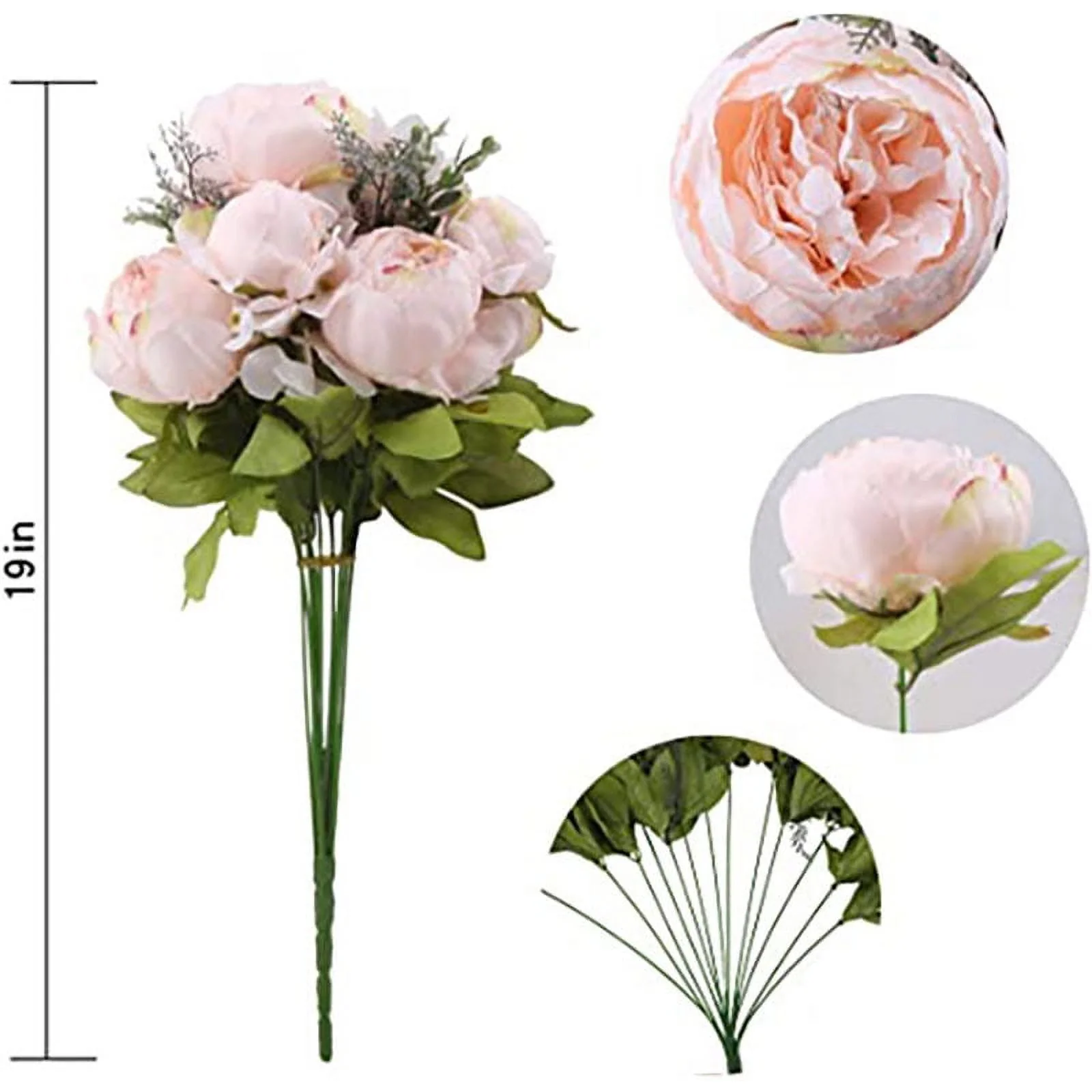 Nvzi -b Fake Flowers Vintage Artificial Peonies Silk Flowers Wedding Home Decor, 1-Pack (Light Pink)
