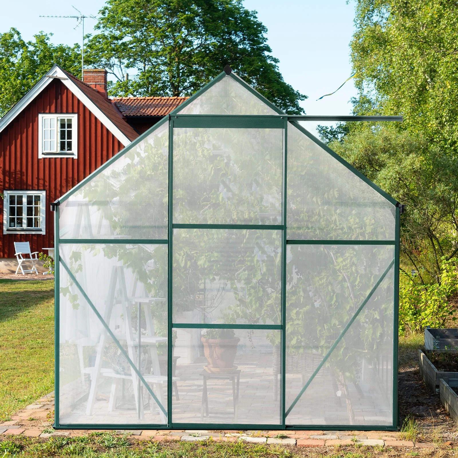 6x8 Hybrid Polycarbonate Greenhouse Green