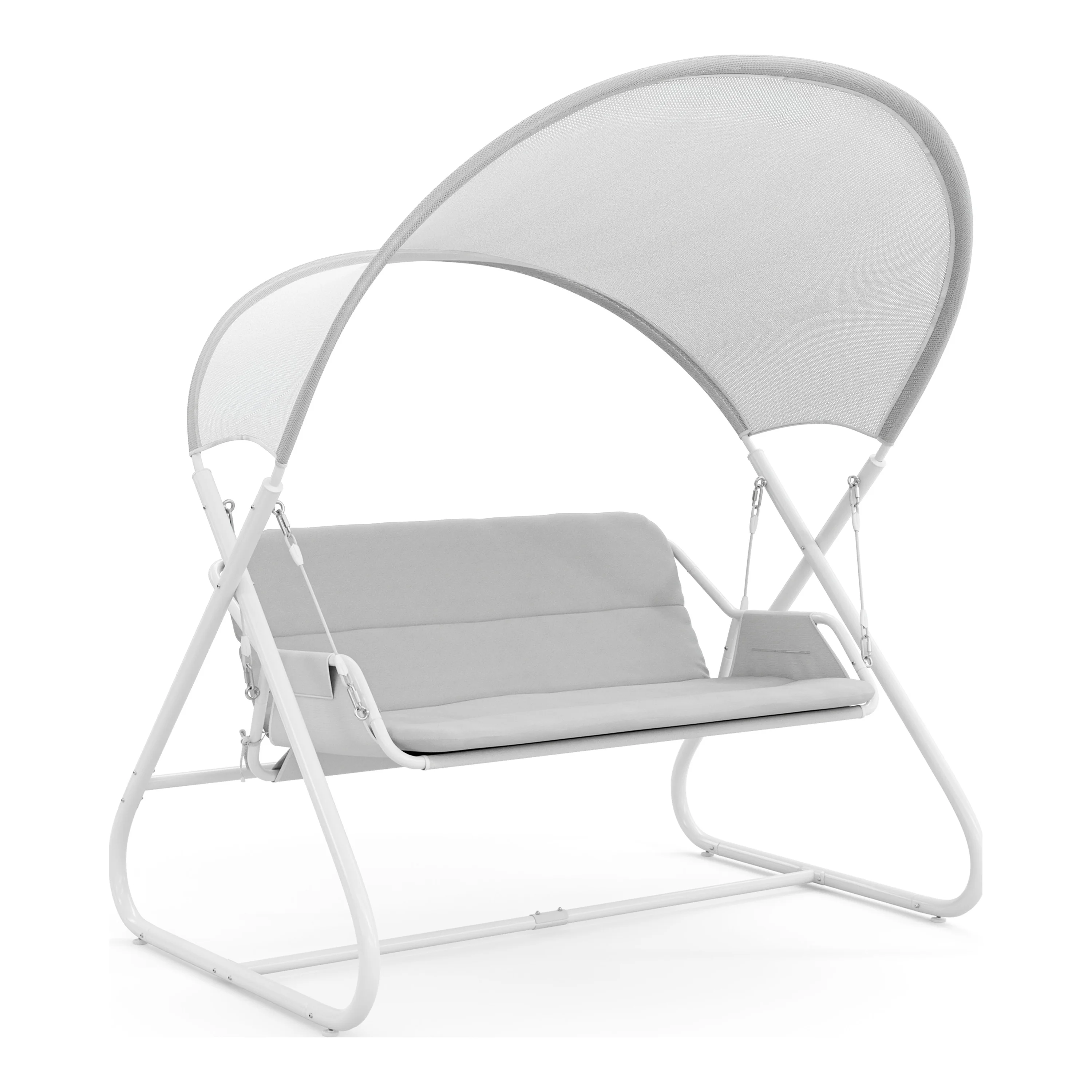Furniture of America Tandor UV-Resistant Patio Cushioned 2-Seater Swing Chair, White