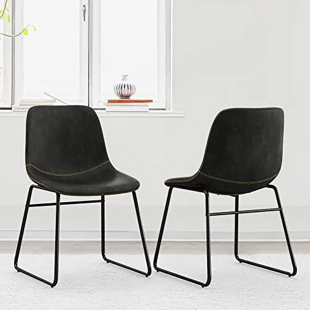 HBLUKDL Alexander Indoor/Outdoor Industrial Counter Height  Stools Set of 4  Urban Armless Dining Chairs with Metal Legs  Modern Faux Leather Barstools for High Table Home Office Kitchen