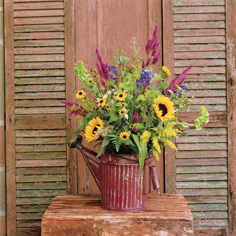 Hoover, Irvin 12x12 Black Ornate Wood Framed with Double Matting Museum Art Print Titled - Gardeners Bouquet