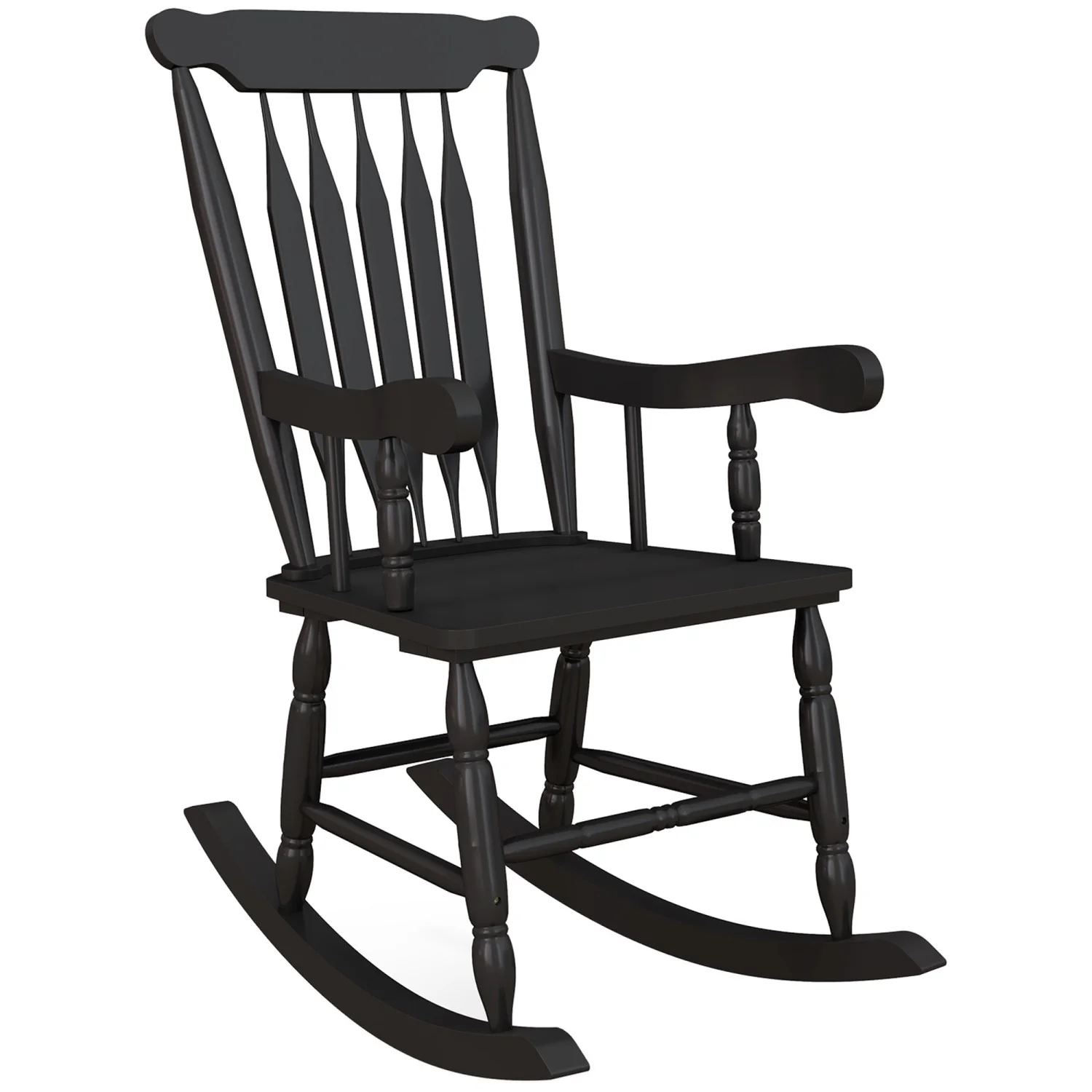 ZWNLKQG Outdoor Wood Rocking Chair  350 lbs. Porch Rocker with High Back for Garden  Patio  Balcony  Black