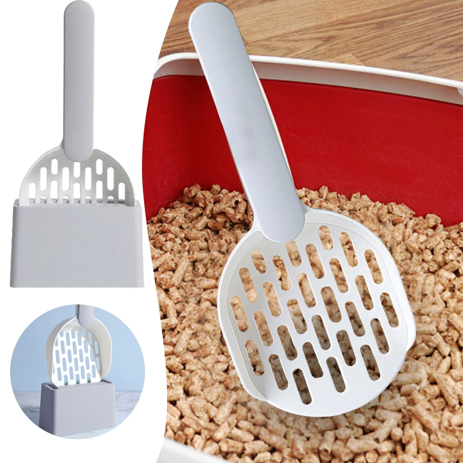 WalGRHFR Pet Supplies Visland Cat Litter Scoop With Lid Litter Shovel Reptile Habitat Sifting Scoop With Dustpan And Brush Set Pet Cleaning Supplies