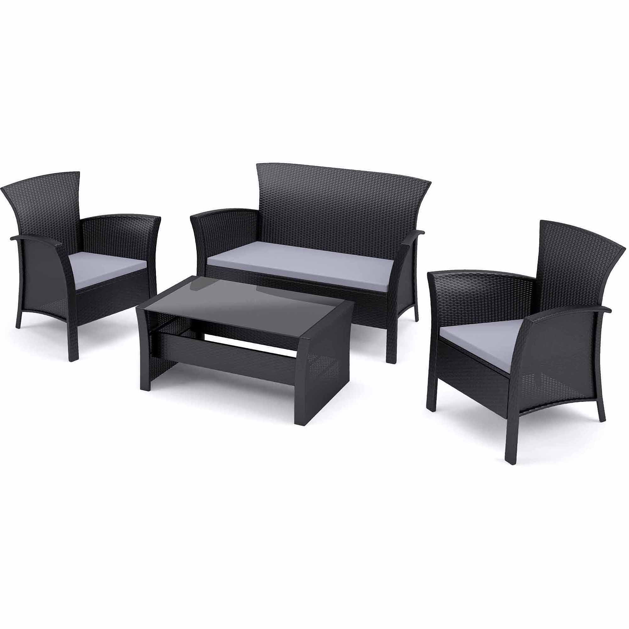 CorLiving Cascade 4-Piece Patio Set, Black Rope Weave