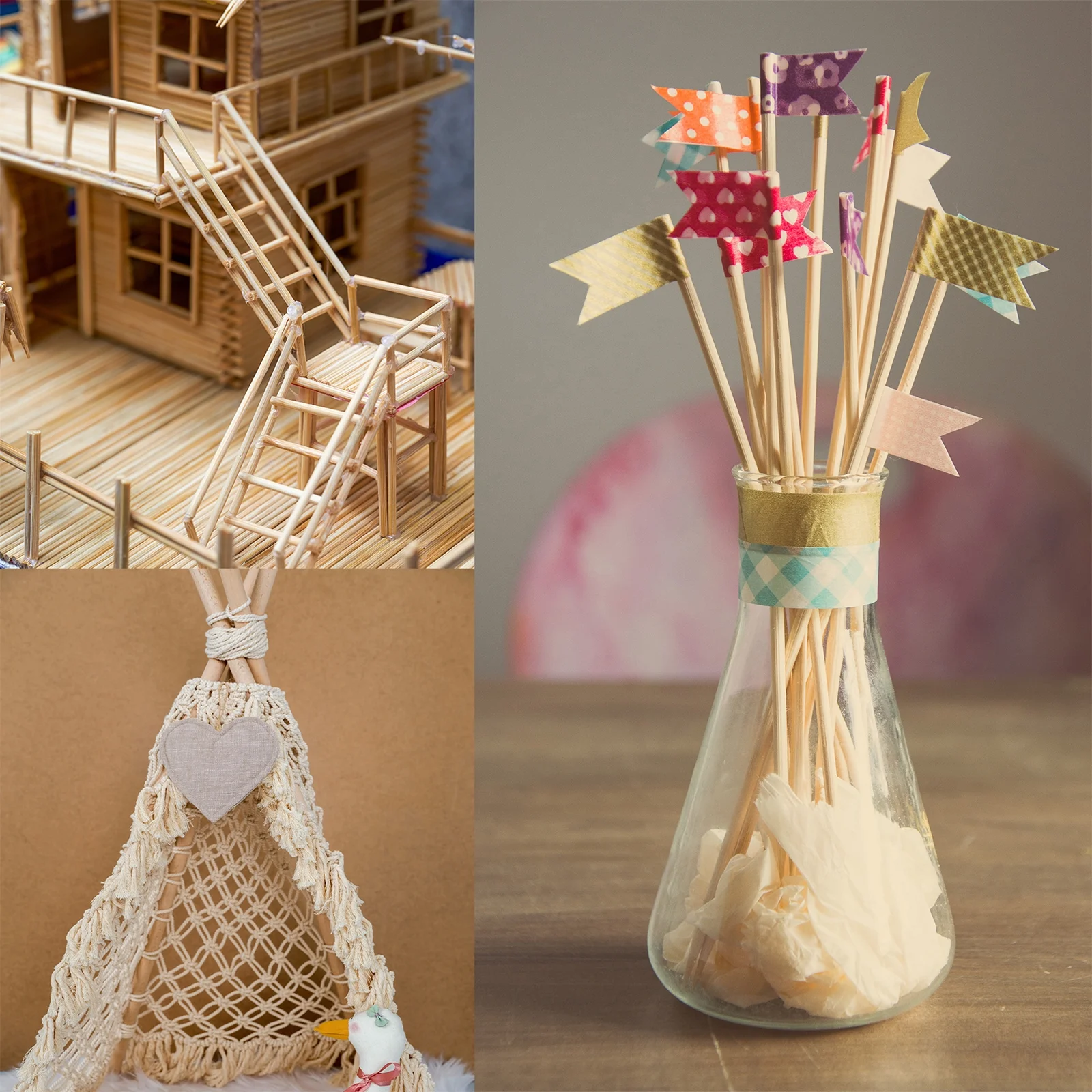 Uxcell 3/16 x 6 Inch Dowel Rods Wood Sticks Unfinished Wooden Dowel Rods Round Dowels Sticks 100 Pcs