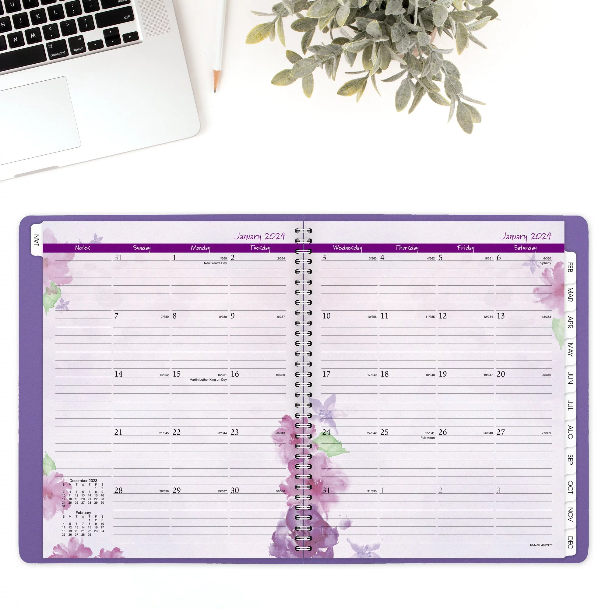 AT-A-GLANCE Beautiful Day 2024 Weekly Monthly Appointment Book Planner Lavender