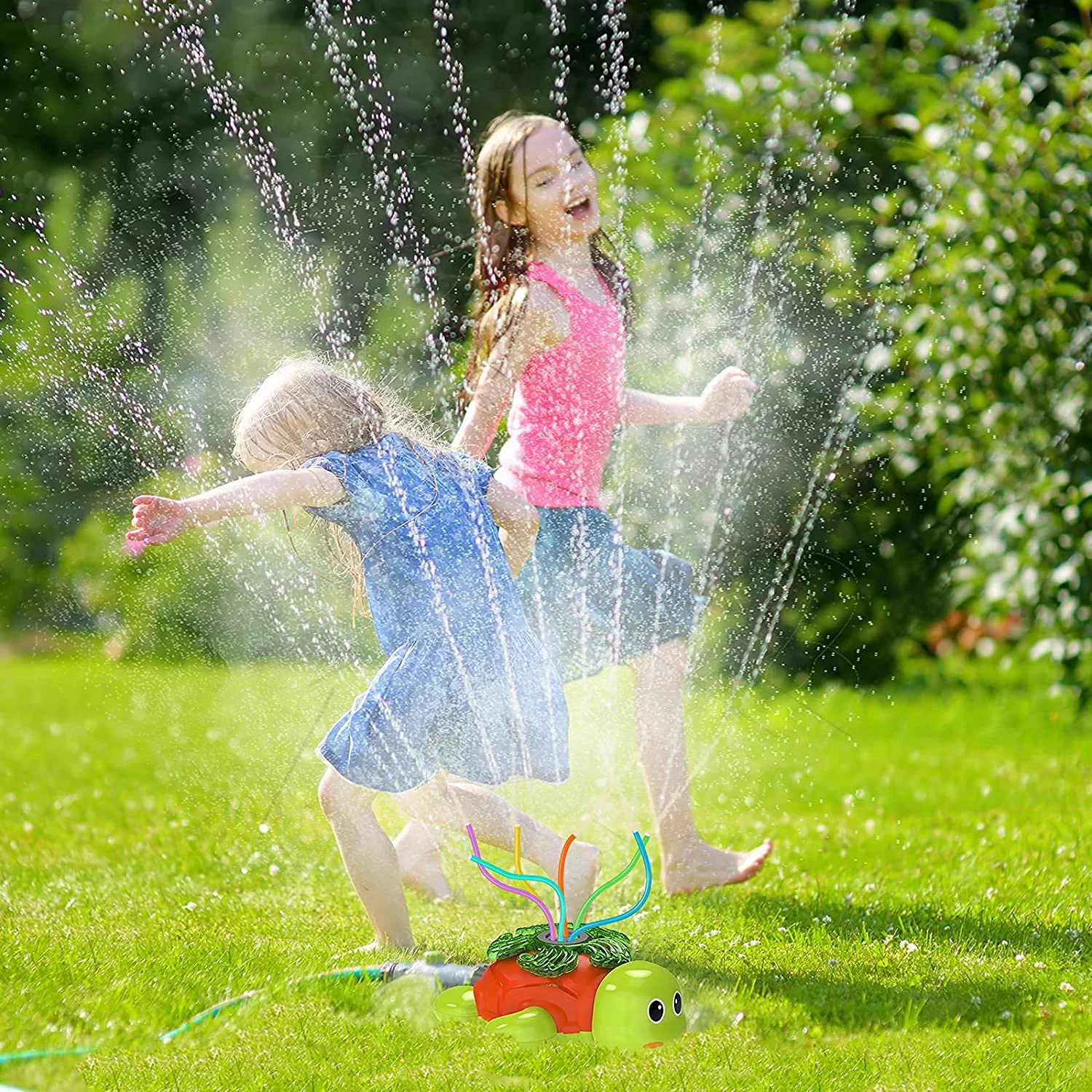 HEJULIK Outdoor Sprinkler for Kids - Backyard Rotating Turtle Sprinkler with Swing Tube - Splashing Toy for Summer - Outside Garden Lawn Water Toys Gifts for 3 4 5 6 Boys and Girls