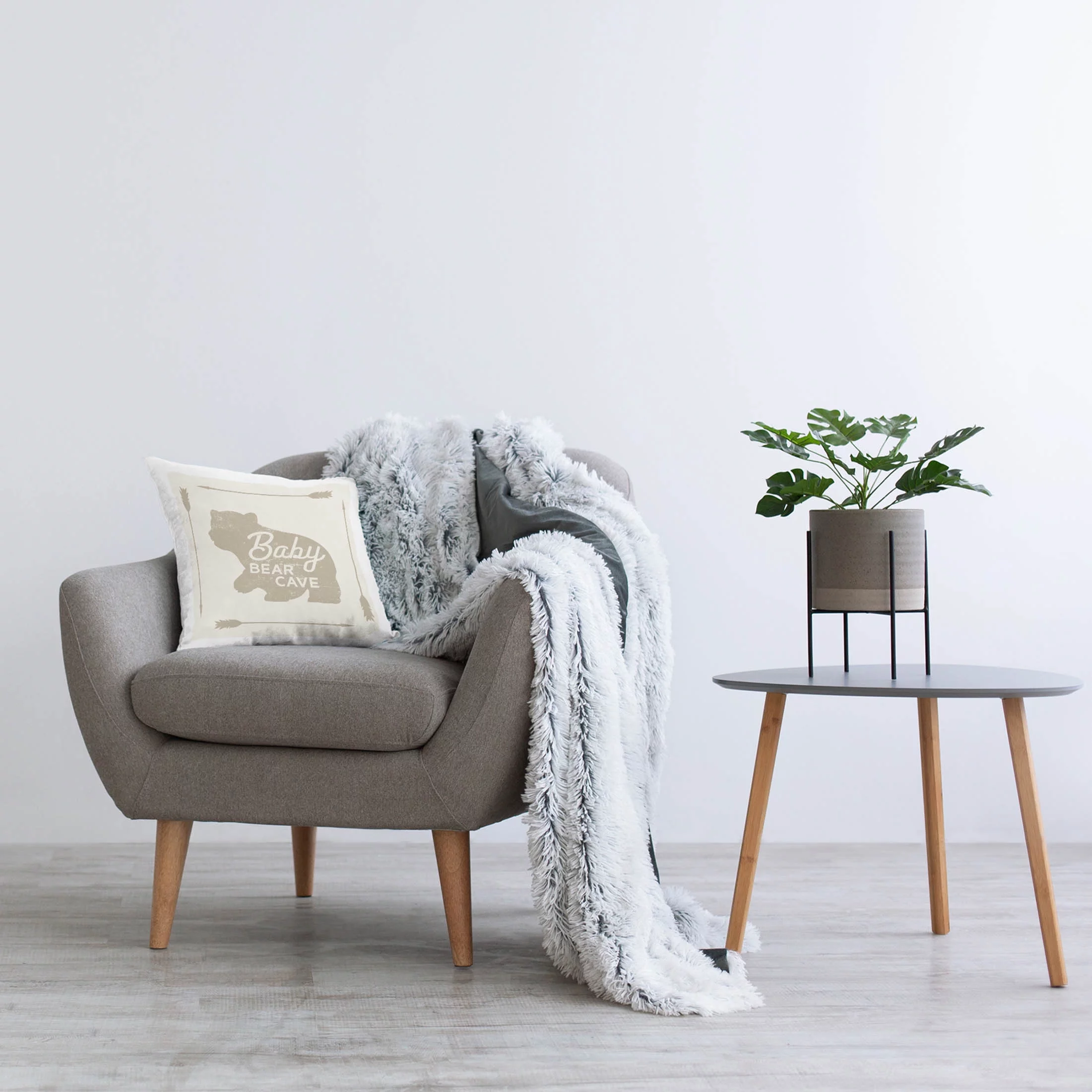 Stupell Industries Baby Bear Cave Border Phrase Printed Throw Pillow Design by Daphne Polselli