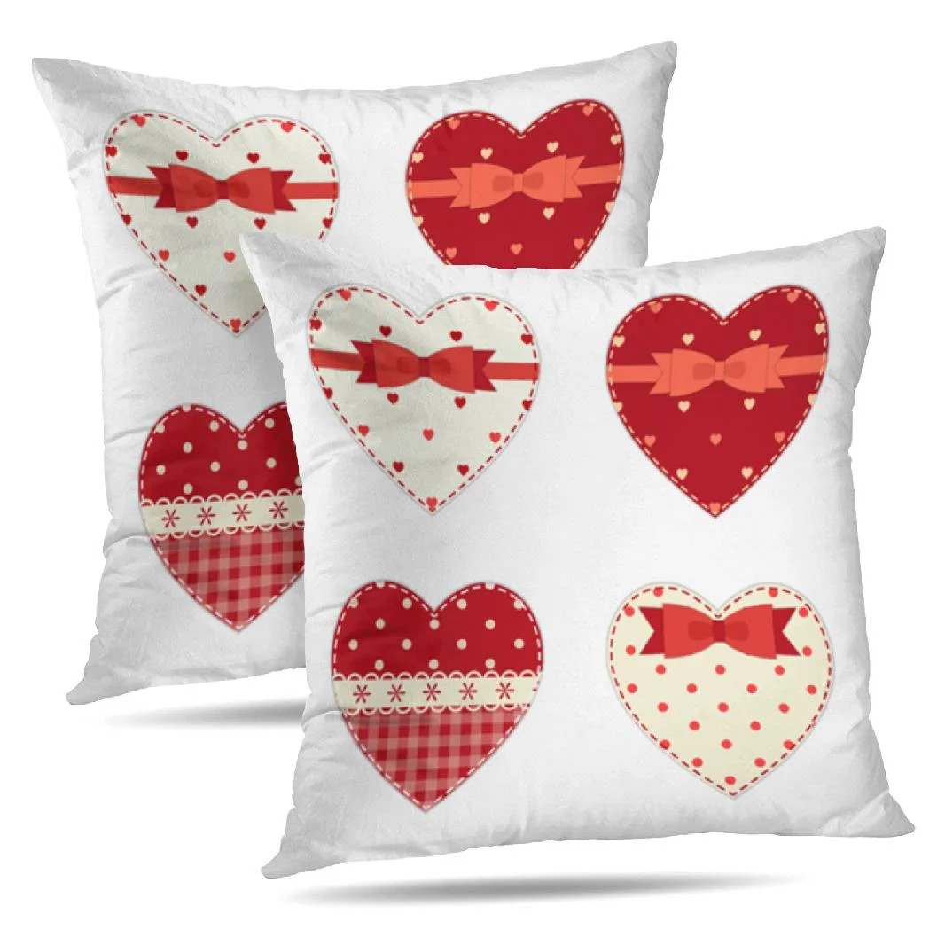 LALILO Throw Pillow Covers Cute Hearts Retro With Ribbon And Bow Cushion Cover 18
