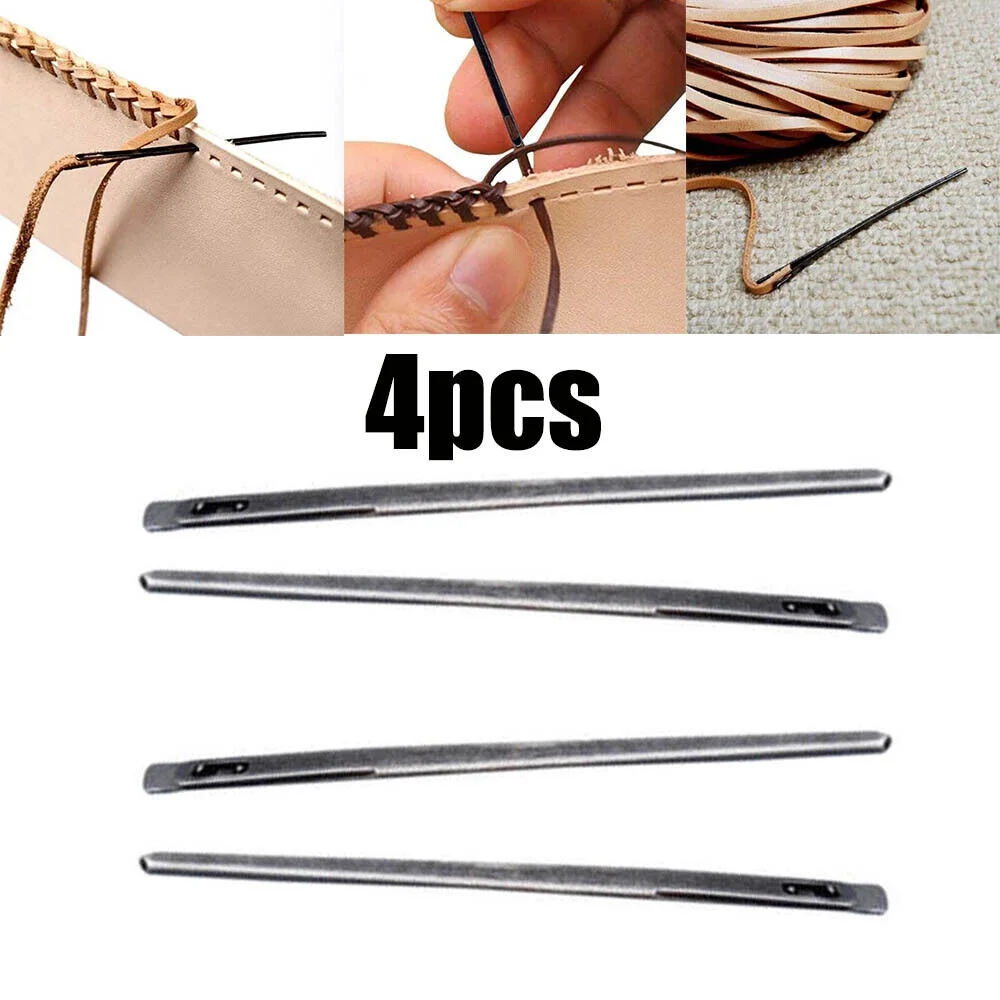 4pcs Leather 2-Prong Lacing Needle Rope Lace Needles Leather Sewing Craft Tools