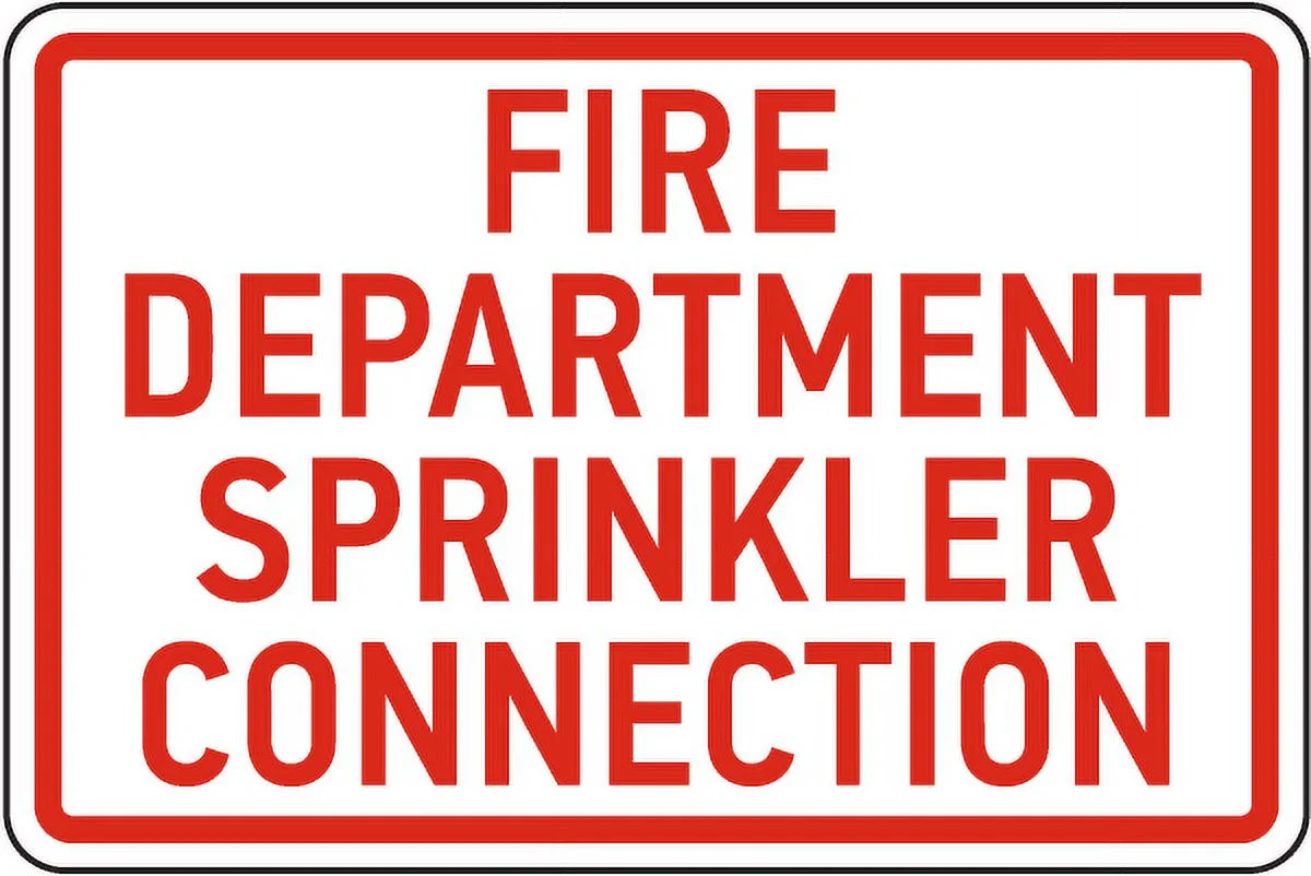 Vinyl Stickers - Fire Department Sprinkler Connection Sign 2 - Safety and Warning Warehouse Signs Stickers - 10
