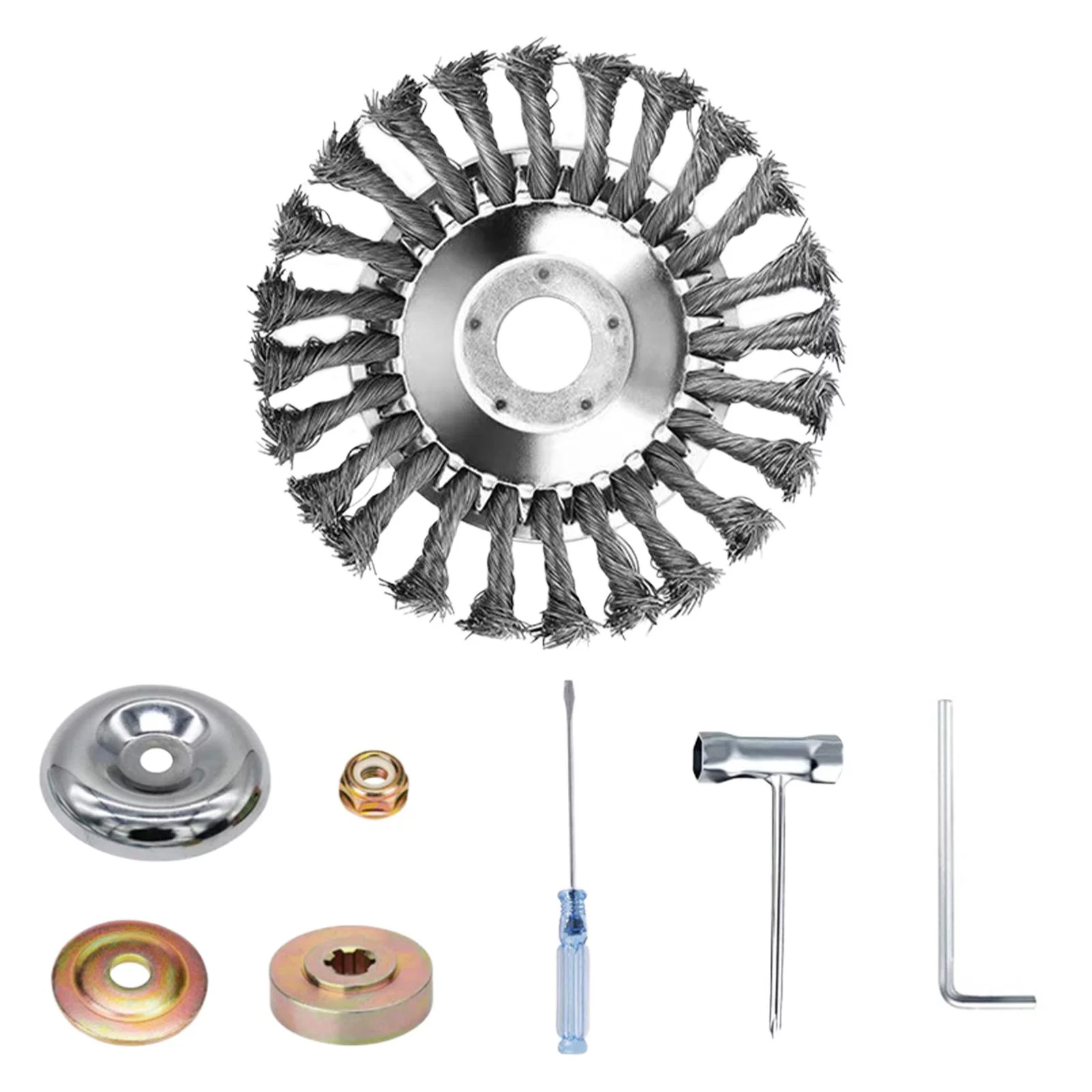 Rotary Steel Wire Weeds Brush Head trimming head Replacement, Dusting Excavating Garden Power Tools Weeds Wired Trimmer Blade for Paving Stone 6inch