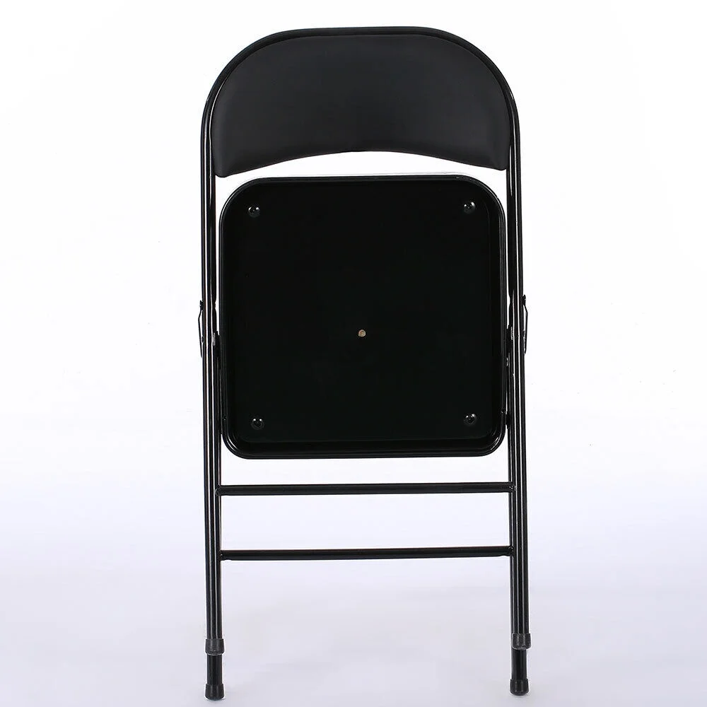 4 Pack Black Padded Folding Chairs Stackable Picnic Party Commercial Set of 4