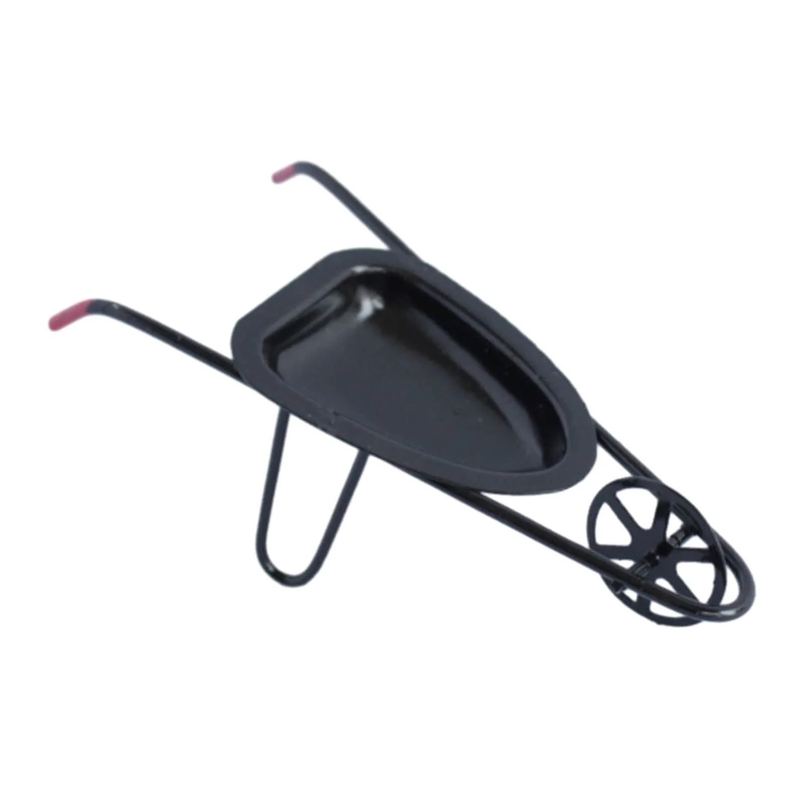 MERIGLARE 1/12 Dollhouse Wheelbarrow Miniature Garden Cart Fairy Garden Tool Realistic Scenes Small Yard Cart for Miniature Scene Layout black