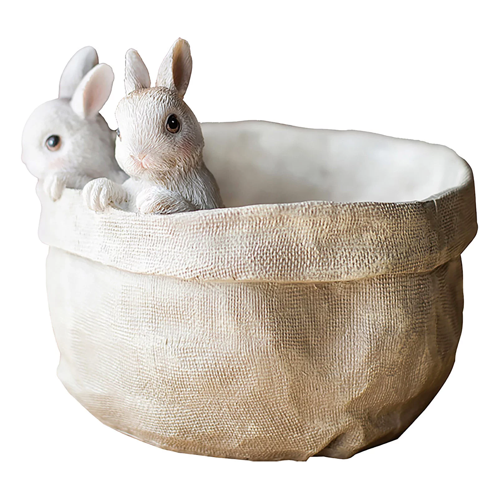 Jierger Cute Bunny Resin Planter Pots Animal Succulent Planter Decor Garden Pots Resin Shaped Statue Balcony Patio Rabbit Flower Pot(4x6.9inch)