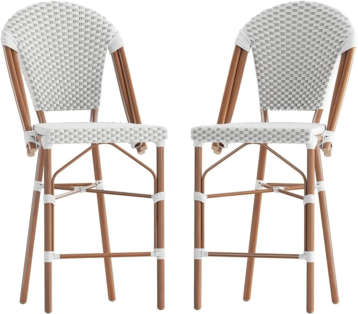 YANRUI Lourdes Commercial Grade French Bistro Counter Height Stool, Stackable Indoor/Outdoor Dining Stool, 26