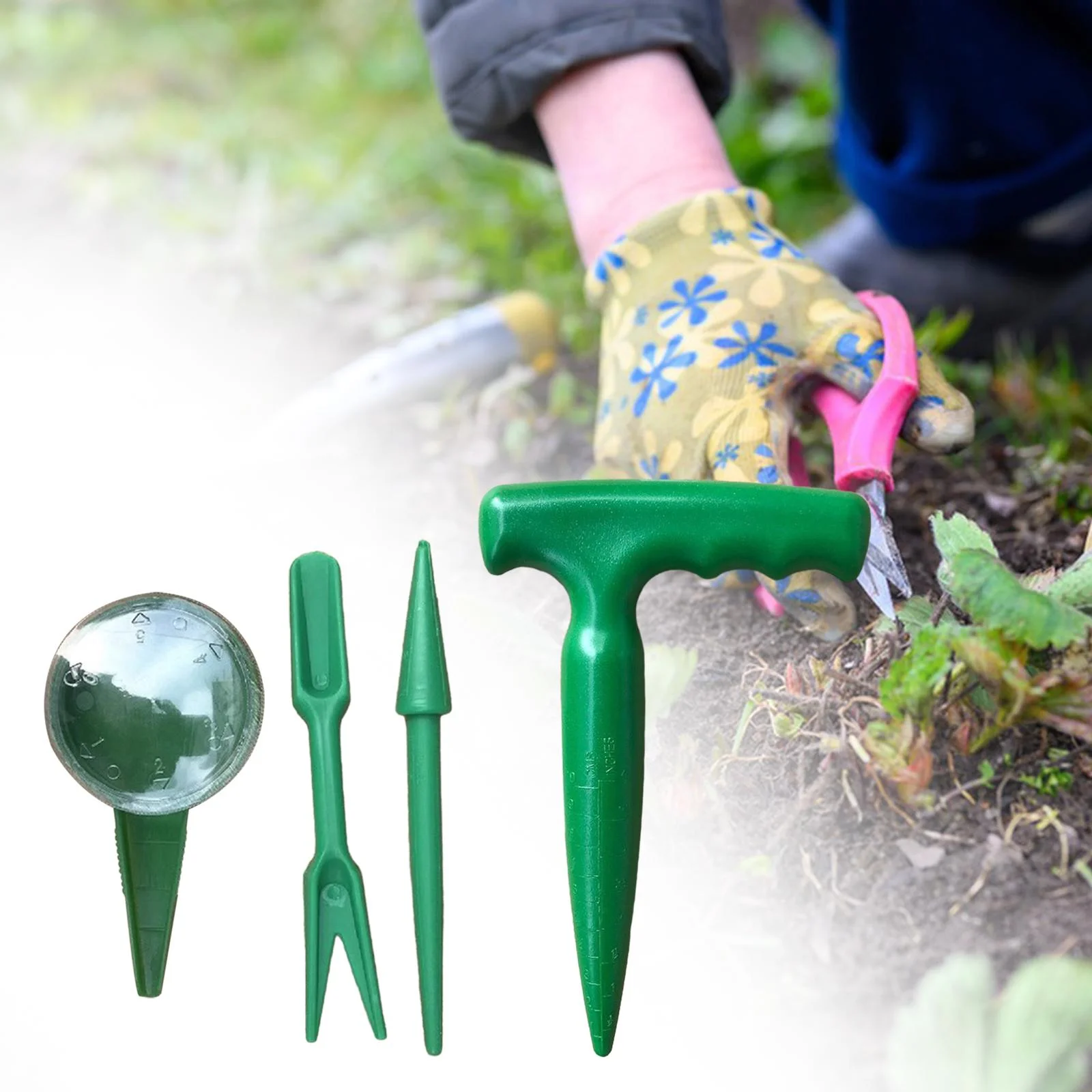 figatia 4Pcs Sowing Seed Dispenser Set Seed Planter Tool Garden Hand Tool Lightweight Handheld Garden Flower Plant Grass Seeder Tool