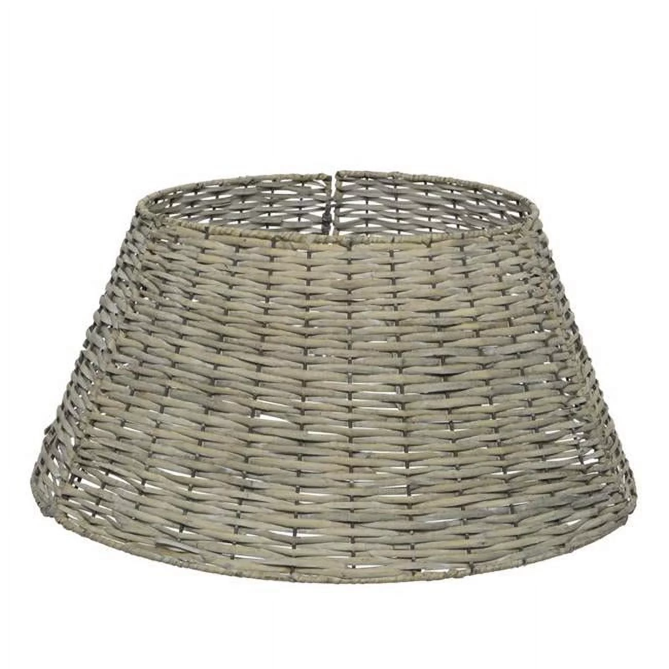 11 in. Willow Basket Tree Collar Indoor Christmas Decor, Gray