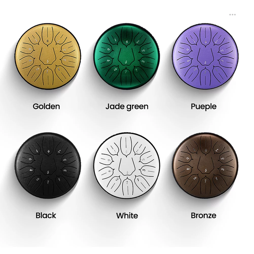 Walmeck 6 inch 11-Tone Steel Tongue Drum D-Key Hand Pan Drums with Drumsticks Percussion Musical Instruments