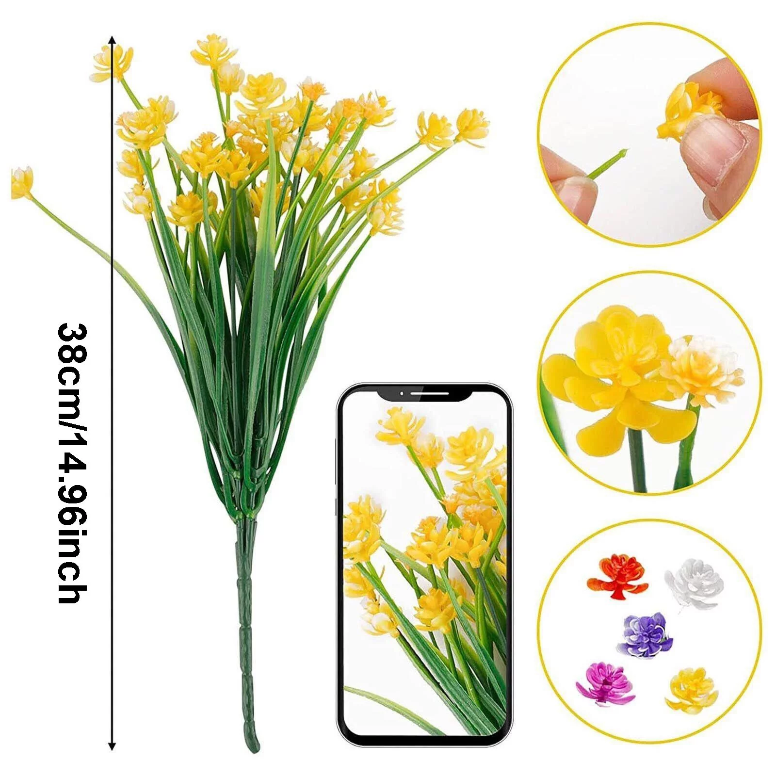 Yeetfub Fake Plants for Outdoors Indoor 7pcs Artificial Flowers For Outdoor Decoration Plastic Flowers Outdoors Plants In Bulk For Garden Courtyard Farmhouse Porch Home Decoration