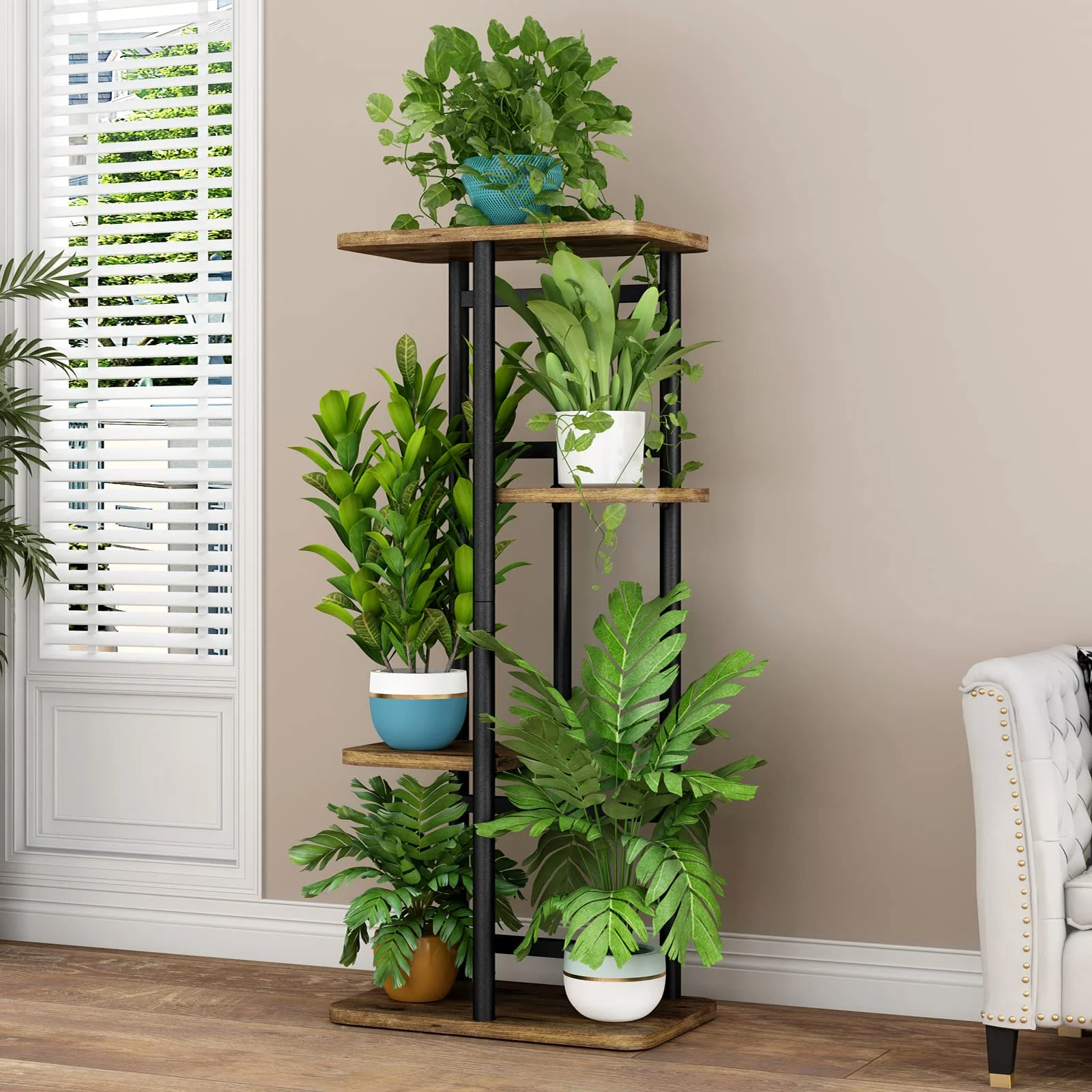 SUOERNUO 4 Tier 5 Potted Plant Stand  Indoor Plant Shelf Multiple Stands for Garden Corner Balcony Living Room