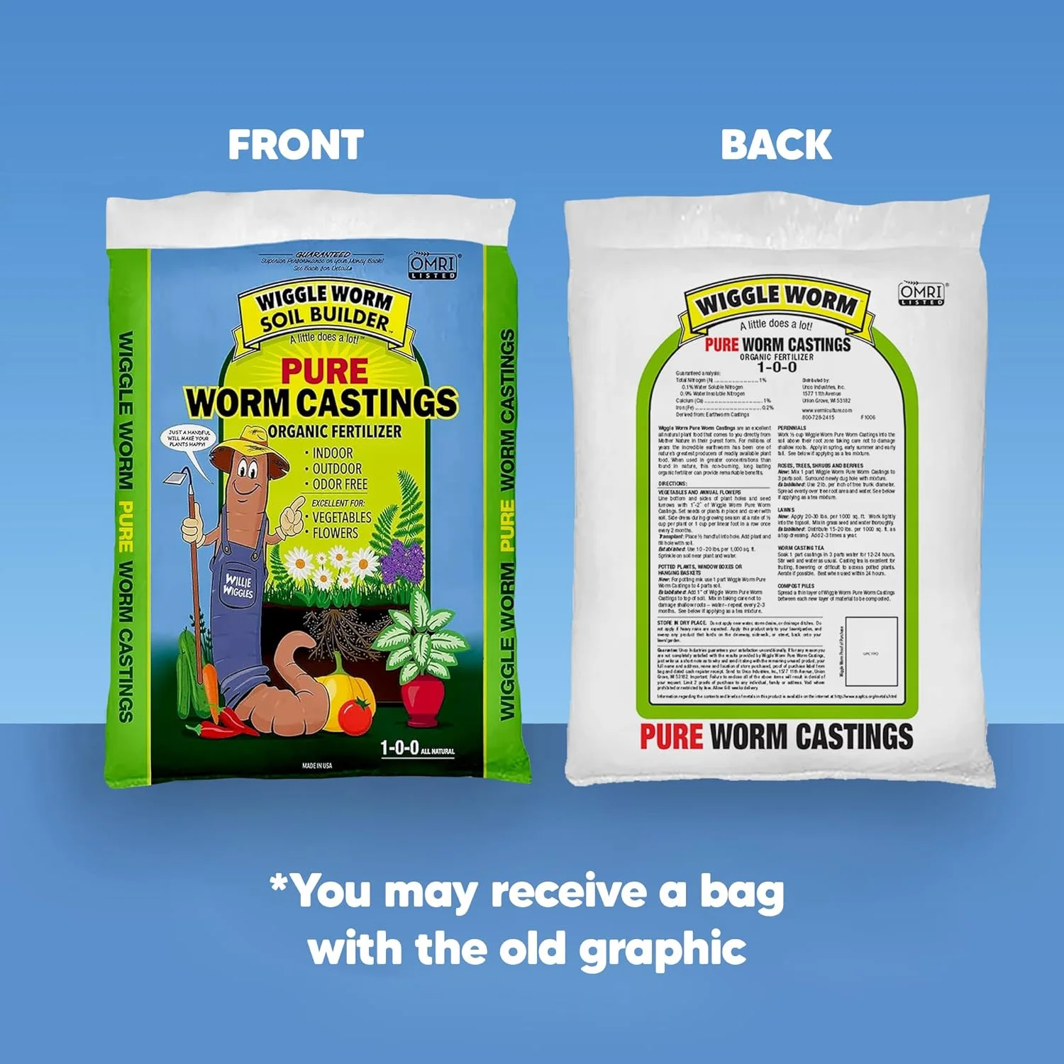 100% Pure Organic Worm Castings Fertilizer, 30-Pounds (2 Pack) - Improves Soil Fertility and Aeration for Houseplants, Vegetables, Gardens, and More – OMRI-Listed and Mineral-Dense