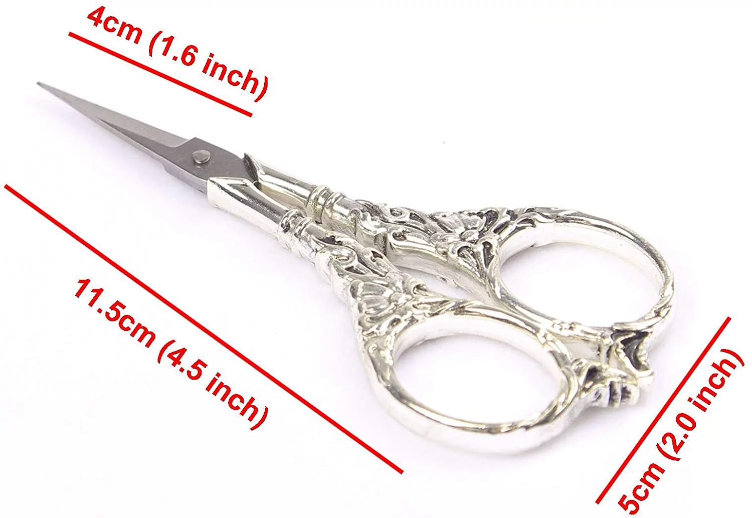 NAMZI Vintage European Style Scissors Stainless Steel for Cross Stitch Cutting Embroidery Sewing Handcraft Craft Art Work DIY Tool(Silver)