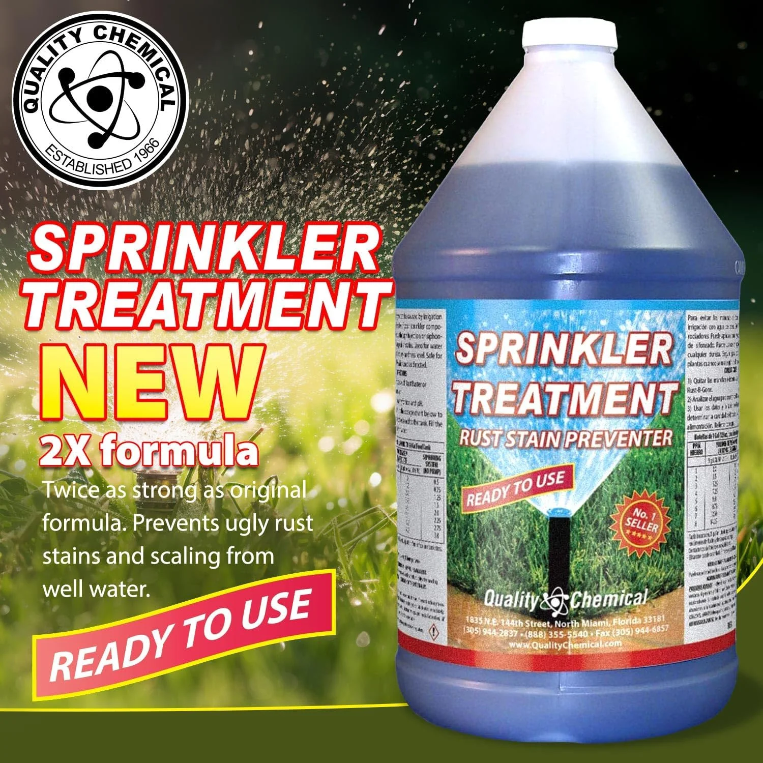 Quality Chemical Sprinkler Treatment Rust Stain Remover/rust aid outdoor rust remover/Rust Outdoor Rust Remover/remove rust from concrete/Rust Stain/Outdoor Rust Stain Remover - 128 oz (Pack of 4)