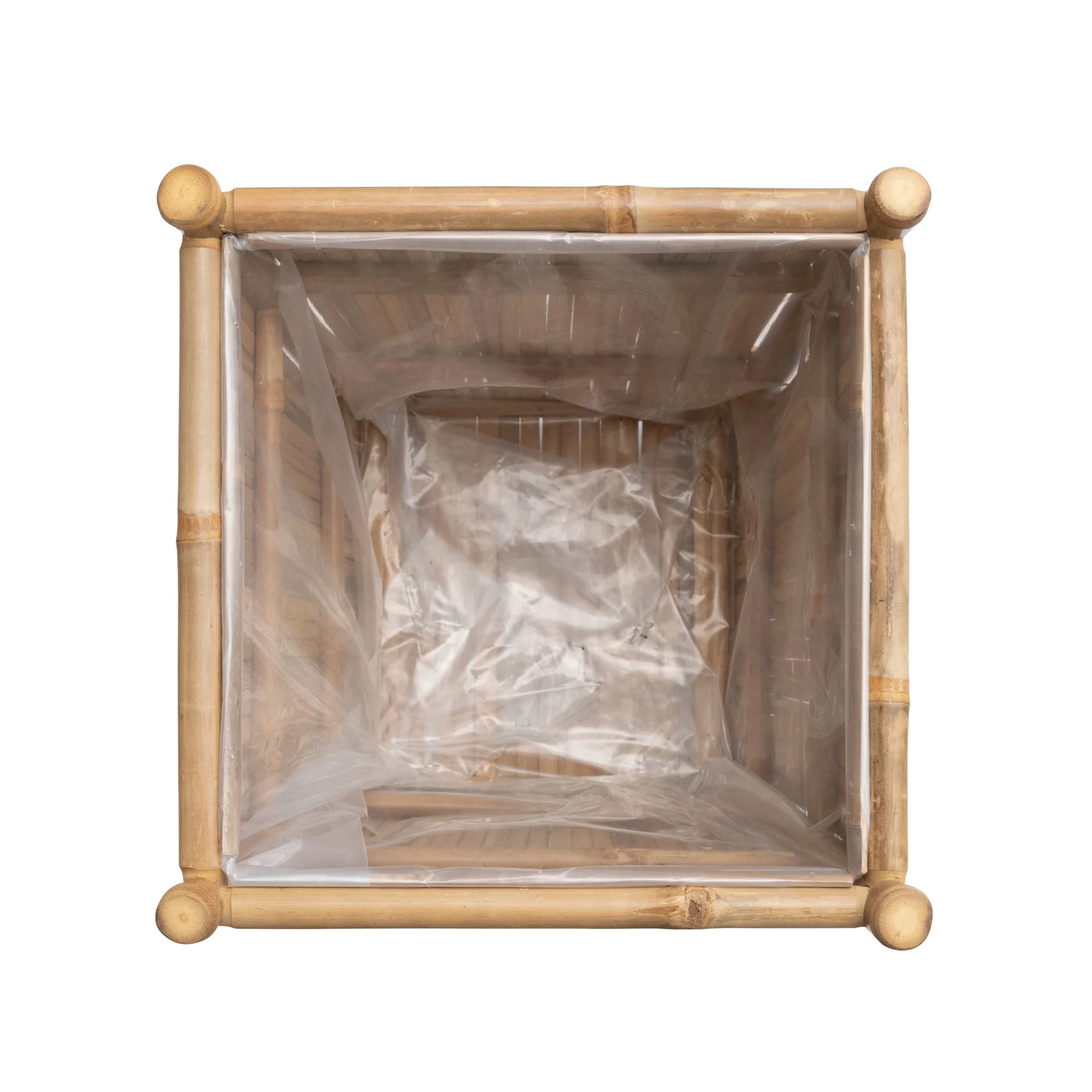 Creative Co-Op Creative Co-Op Handmade Bamboo Footed Planter with Plastic Liner, Natural