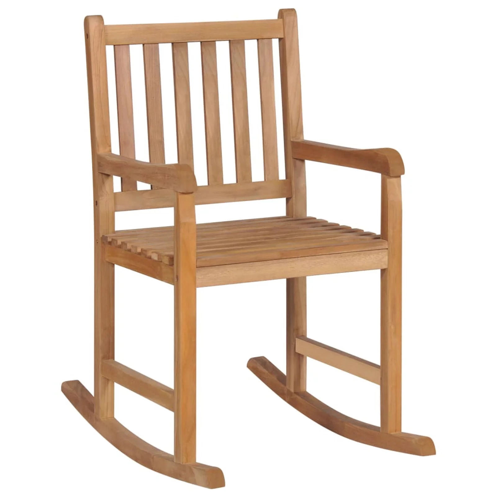 walmeck Rocking Chair with Blue Cushion Solid Teak Wood