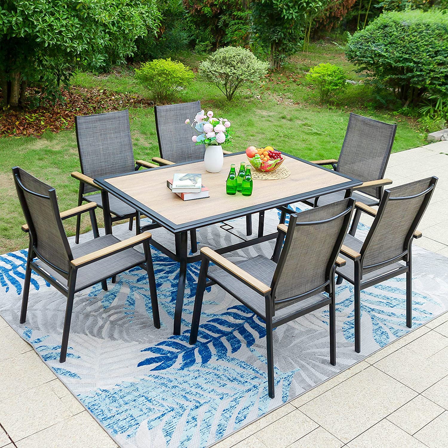 VIXLON  Outdoor Furniture Conversation Set (Upgraded Version Metal Base   4-Piece)